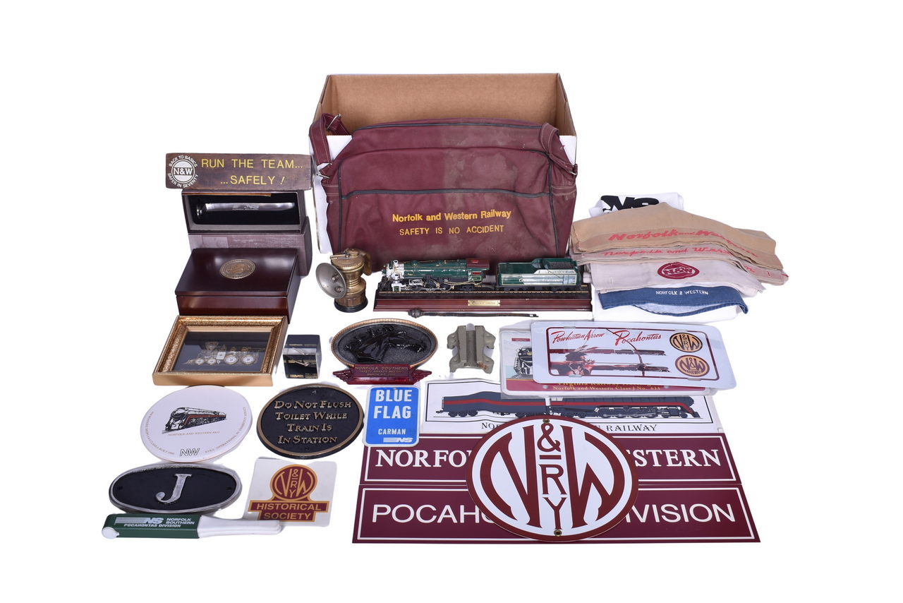 3654 - Norfolk and Western Railway / Norfolk Southern Memorabilia - Bag, Headrest Covers, Signs thumbnail