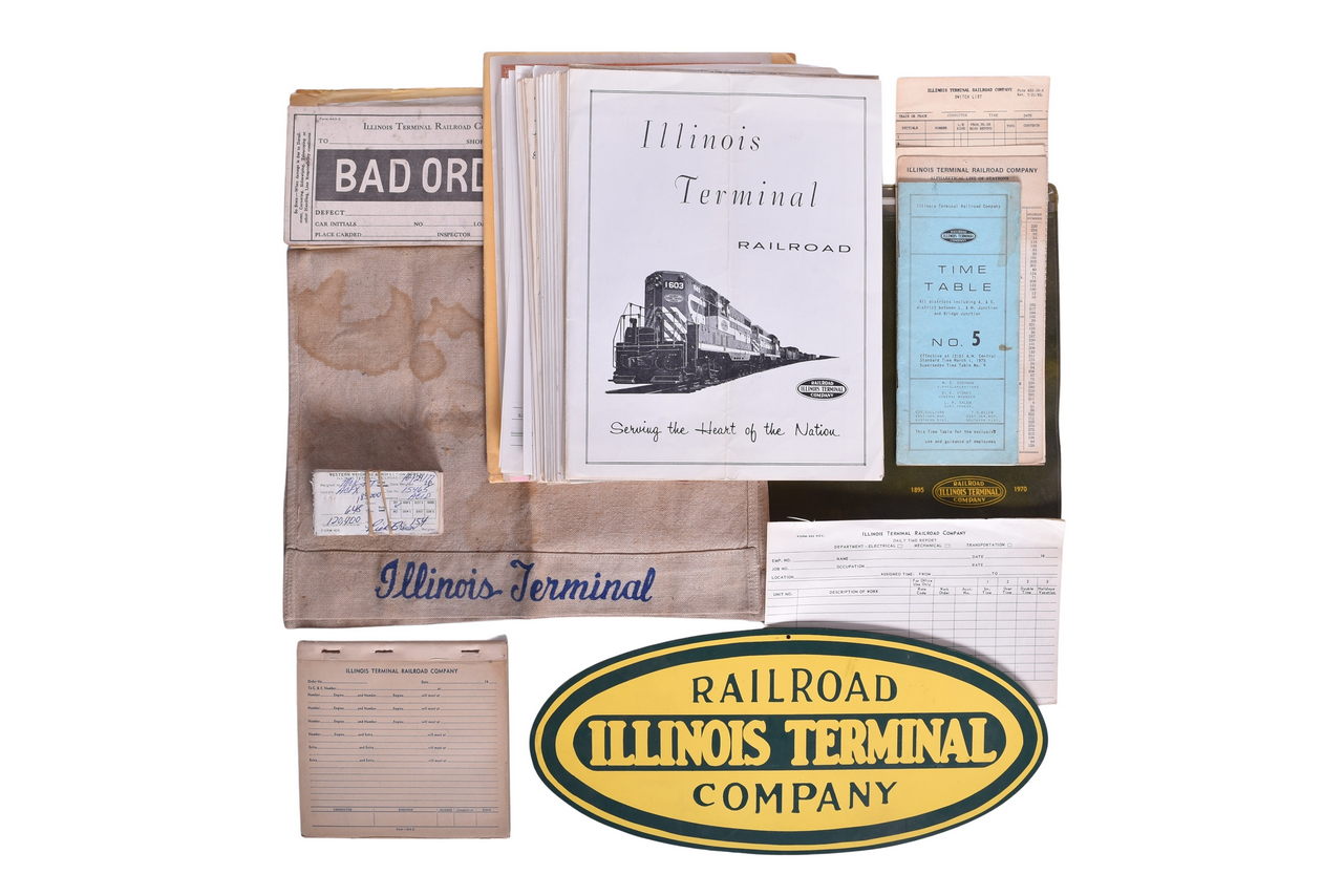 3674 - Illinois Terminal Railroad Company Collection - Sign, Headrest Cover, Stock and More! thumbnail