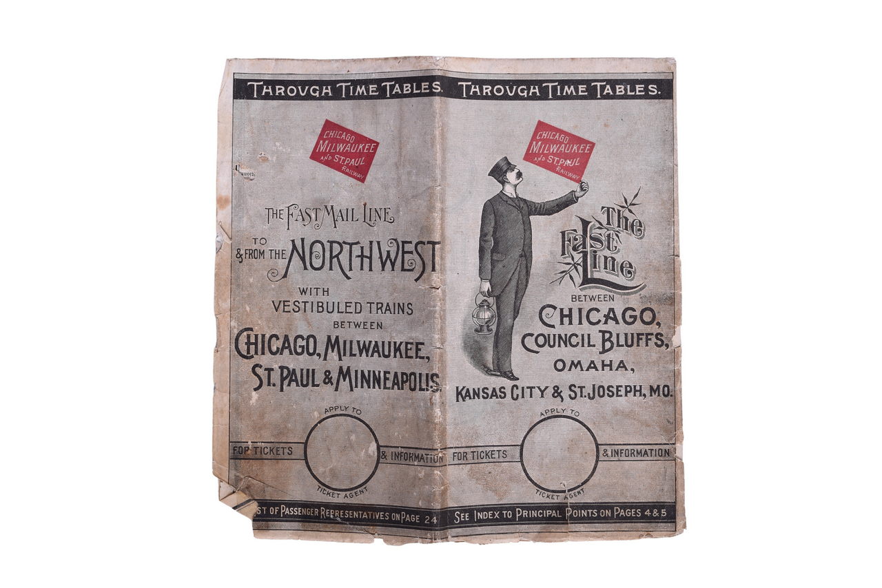 3705 - Early Chicago Milwaukee & St. Paul Railway Timetable thumbnail