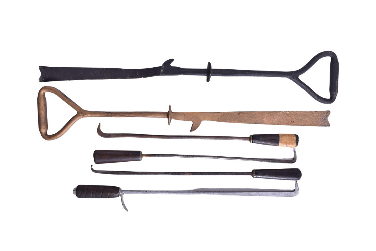 3718 - Two Railroad Journal Packing Tools and Four Coal Rakes thumbnail