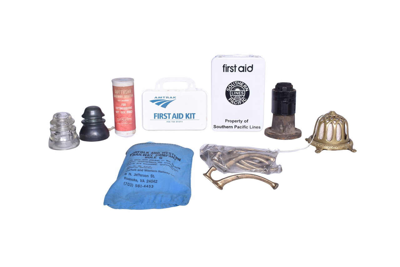 3728 - Railroad Safety Tools and Assorted Memorabilia - First Aid Kits, Extinguisher, Insulators, Etc. thumbnail