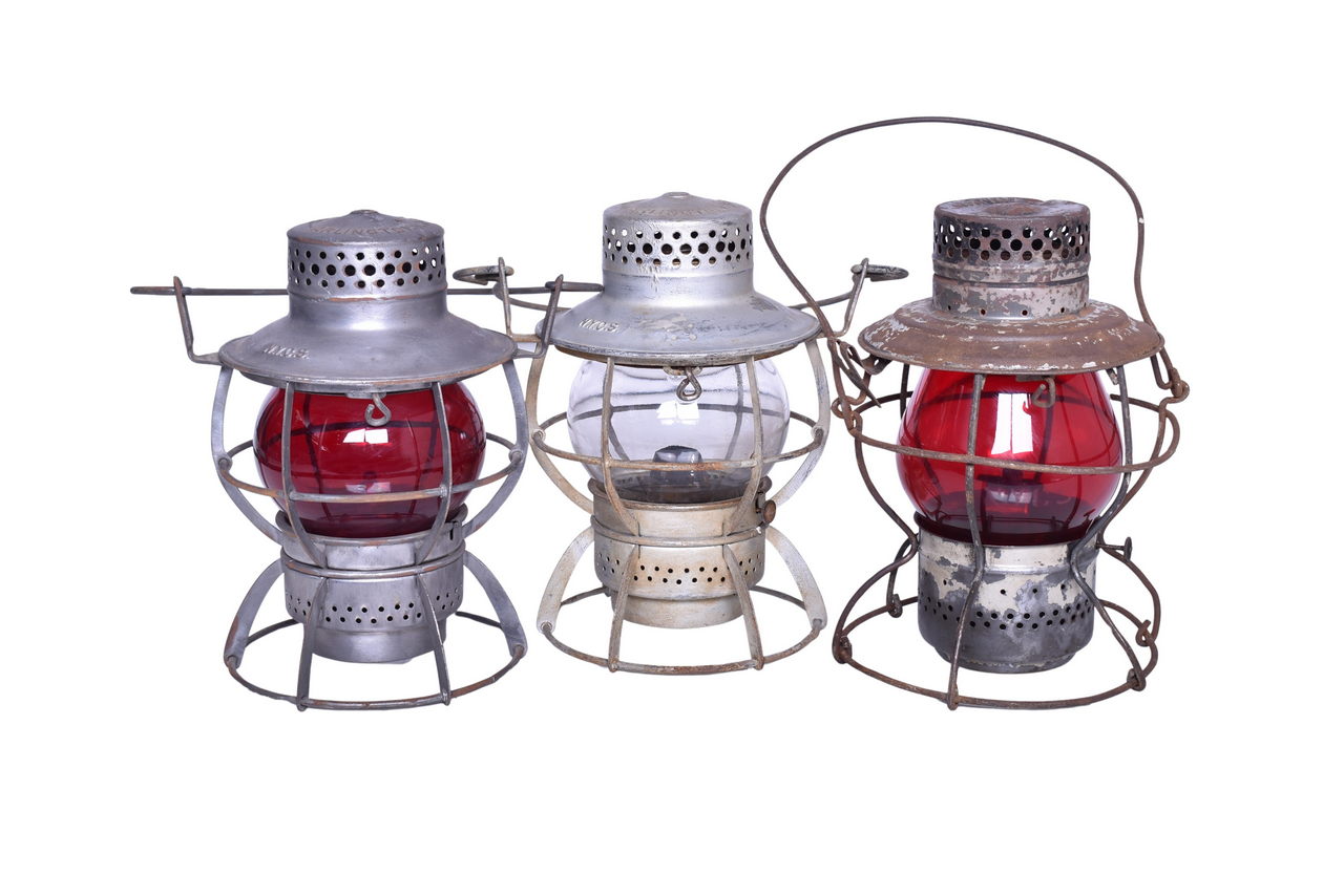 3251 - Three New York Central Railroad Lanterns - Dressel and Handlan w/ NYCS Etched Red Globe thumbnail