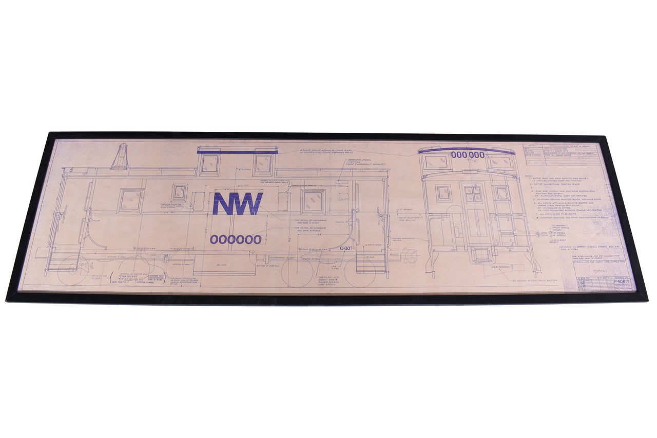 3254 - Framed Norfolk and Western Railway Caboose Painting and Lettering Diagram thumbnail