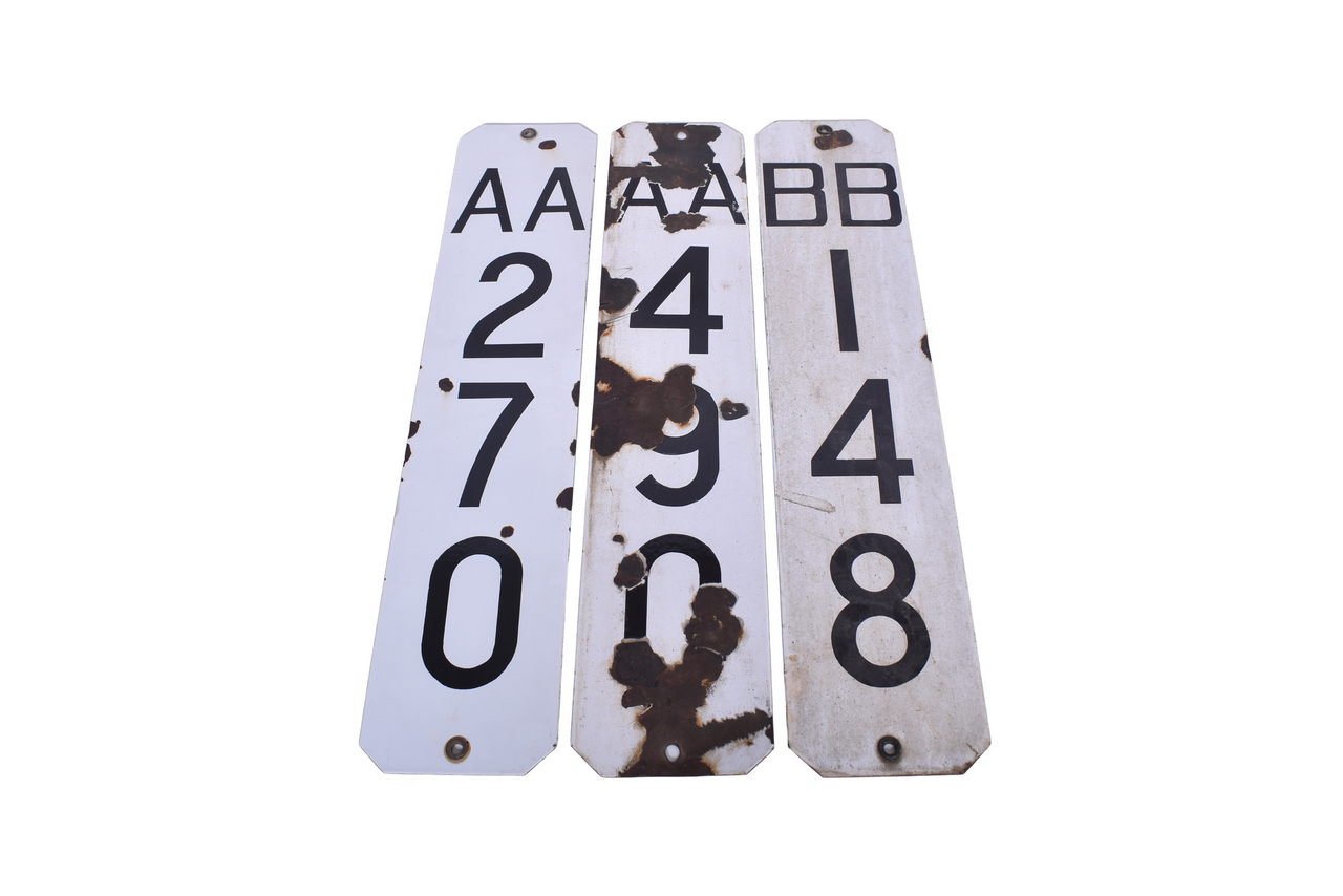 3264 - Trio of Porcelain Railroad Mile Marker Signs thumbnail