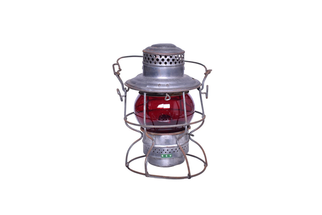 3265 - Adams & Westlake Norfolk and Western Railroad Lantern w/ Red Cast Short Globe thumbnail