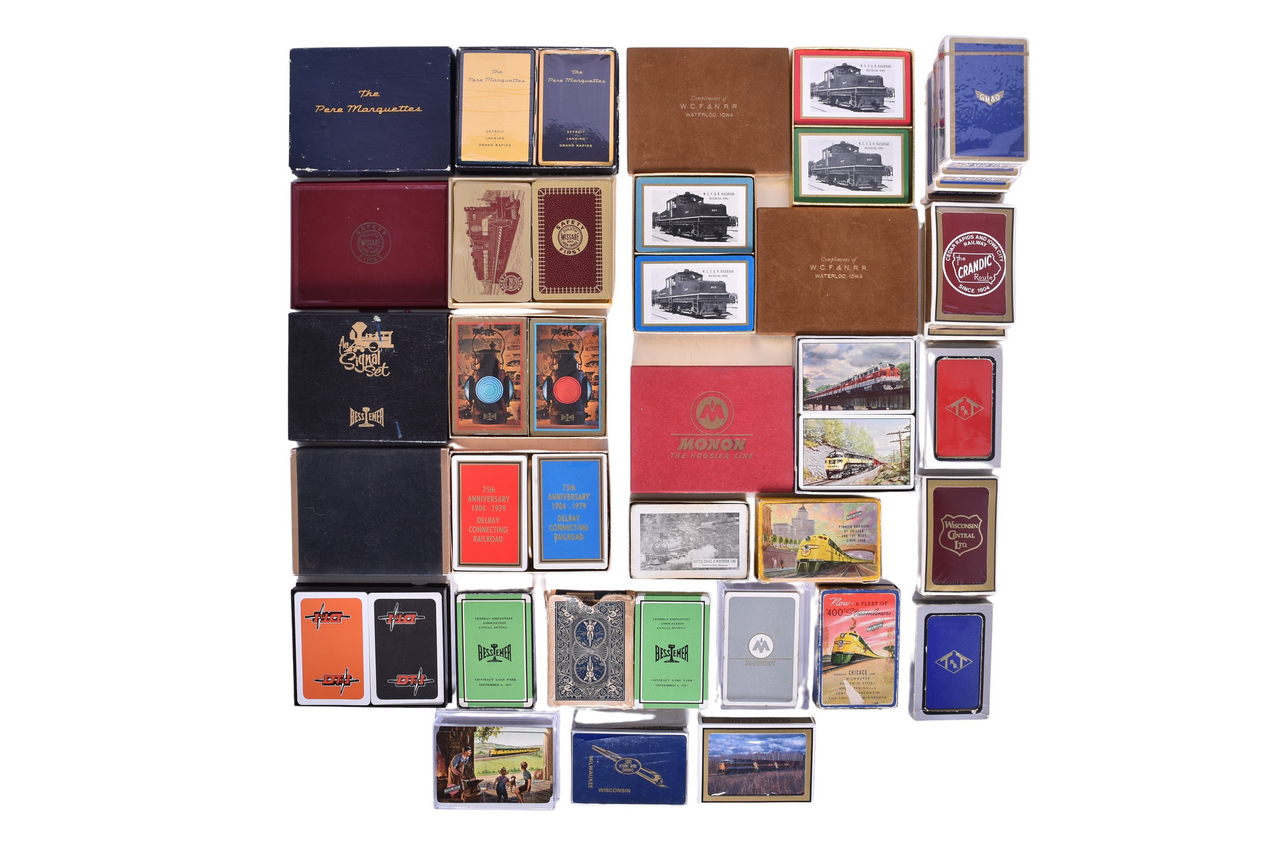 3287 - Thirty-Four Midwest Railroad Playing Card Decks - Monon, Bessemer, Chicago & North Western, and More thumbnail