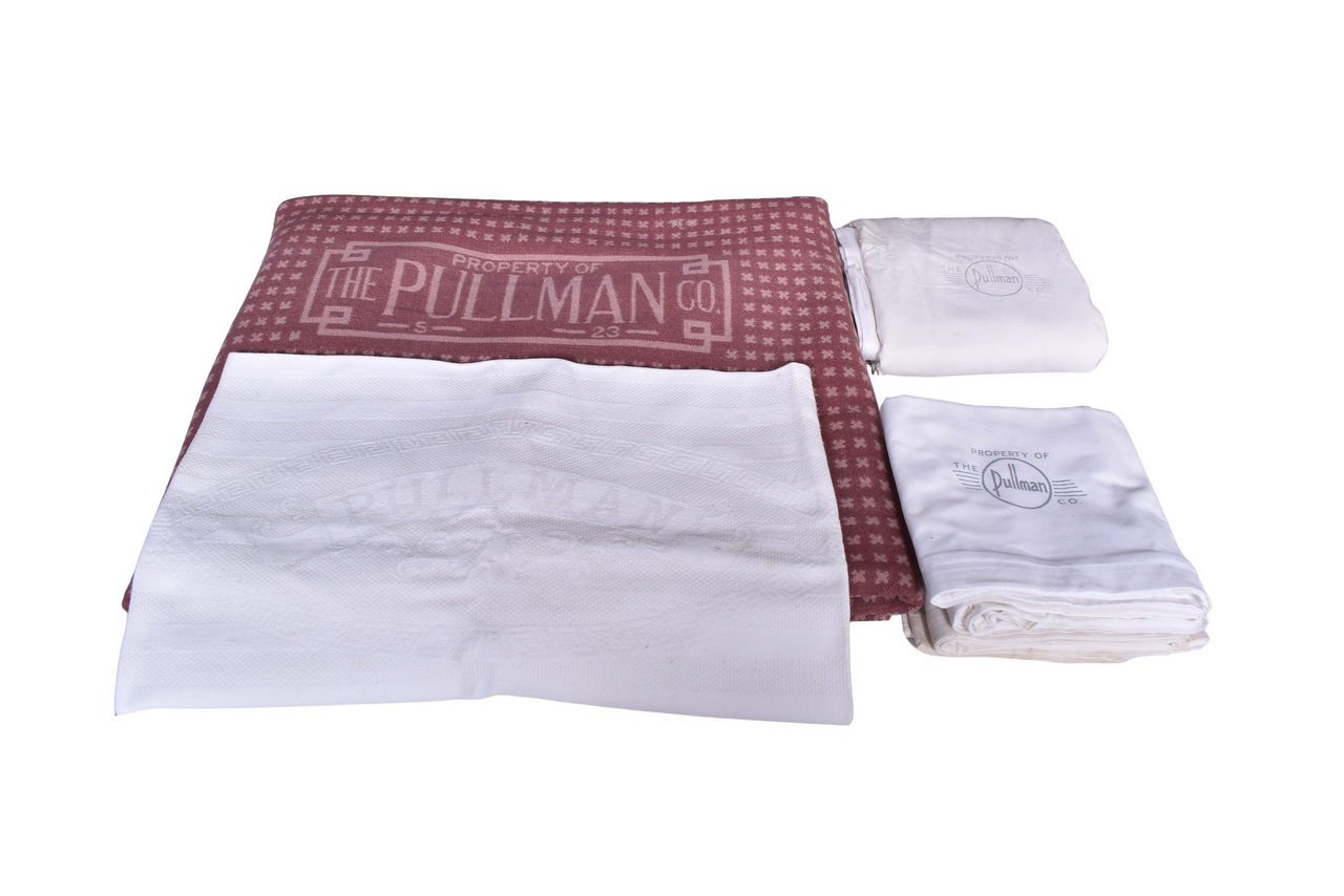 3290 - Pullman Railroad Single Bed Sheet, Four Pillowcases, Towel, and S-23 Wool Blanket thumbnail