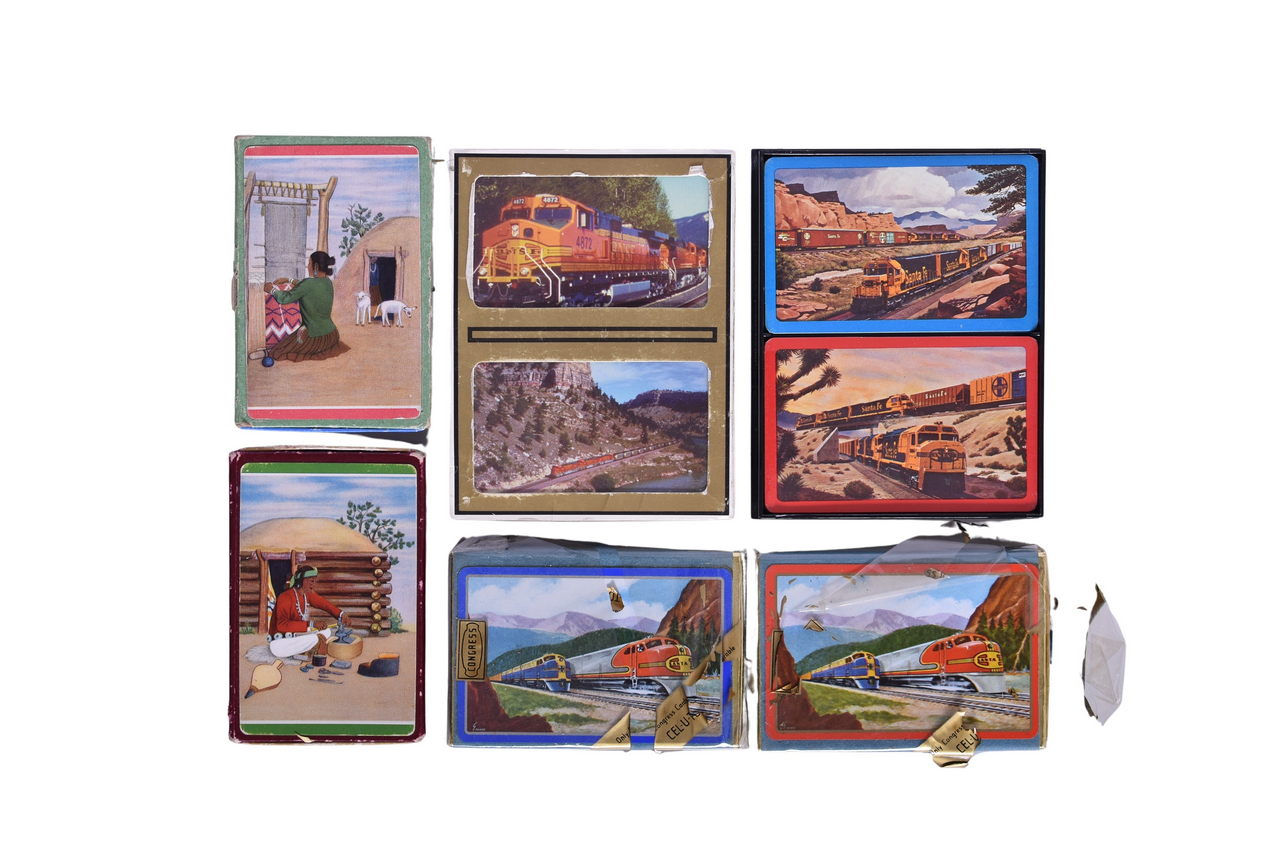 3291 - Eight Santa Fe Railroad and Fred Harvey Playing Card Decks Including Unlisted Southwest Indians thumbnail