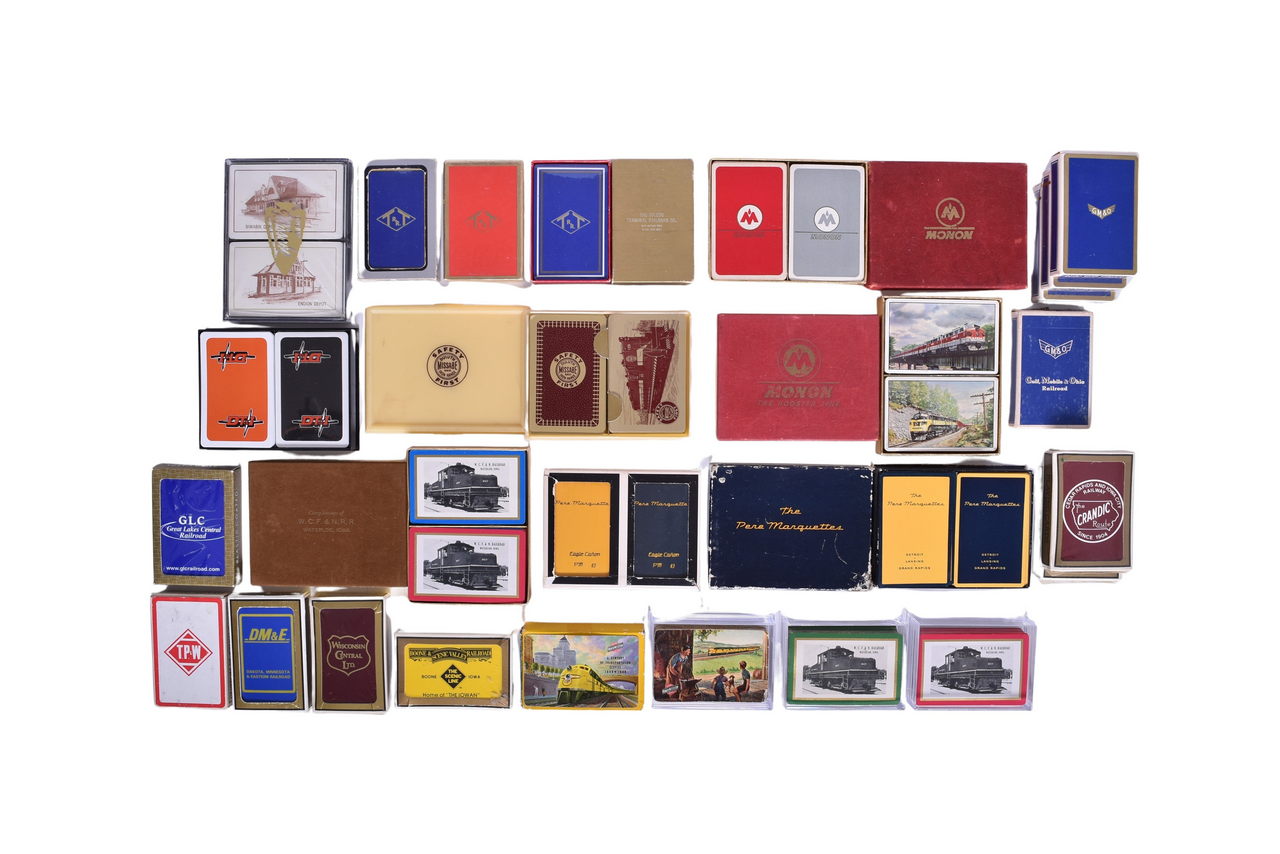 3293 - Thirty-Four Midwest Railroad Playing Card Decks - Monon, Waterloo Cedar Falls & Northern, Pere Marquette, and More thumbnail