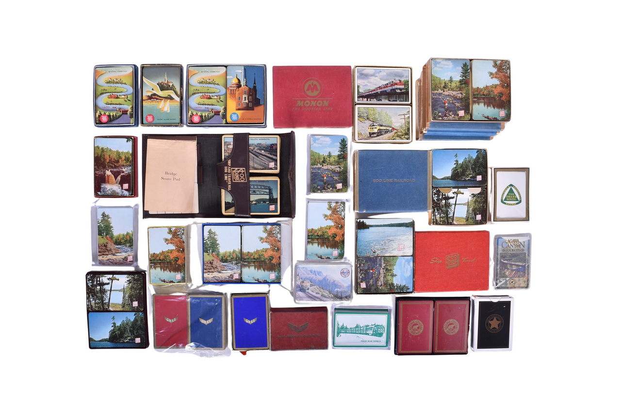 3297 - Thirty-Six Railroad Playing Card Decks - Soo Line, Monon, New York, New Haven & Hartford, Algoma Central, Alaska, and More thumbnail