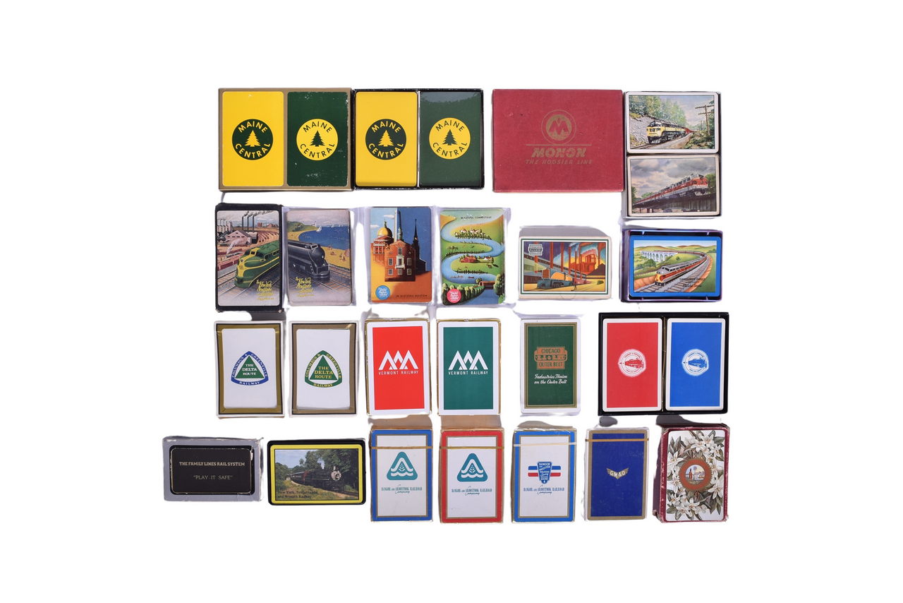 3303 - Twenty-Four Railroad Playing Card Decks - Piedmont & Northern, Lackawanna, EJ&E, Monon, and More thumbnail
