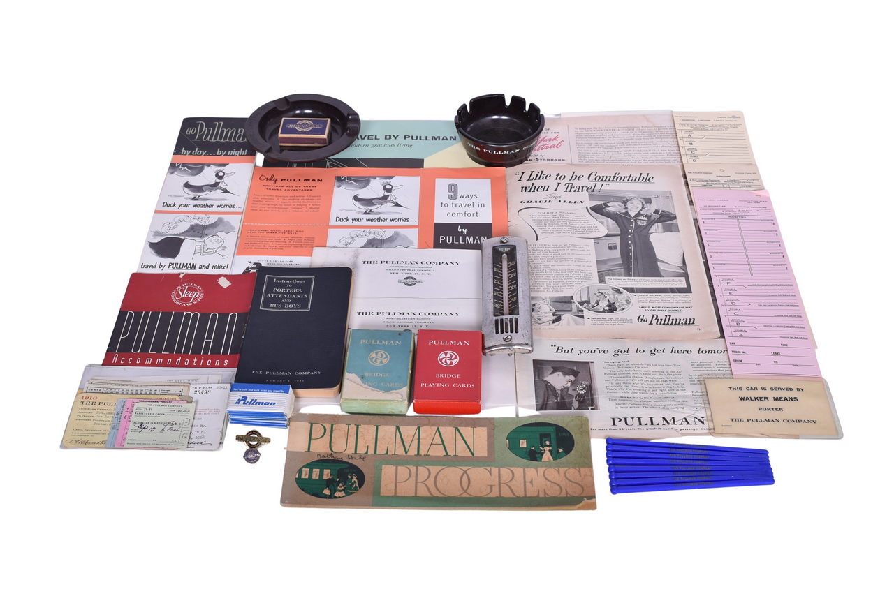 3306 - Pullman Railroad Memorabilia Collection - Ashtrays, Playing Cards, Soaps, Advertisements thumbnail