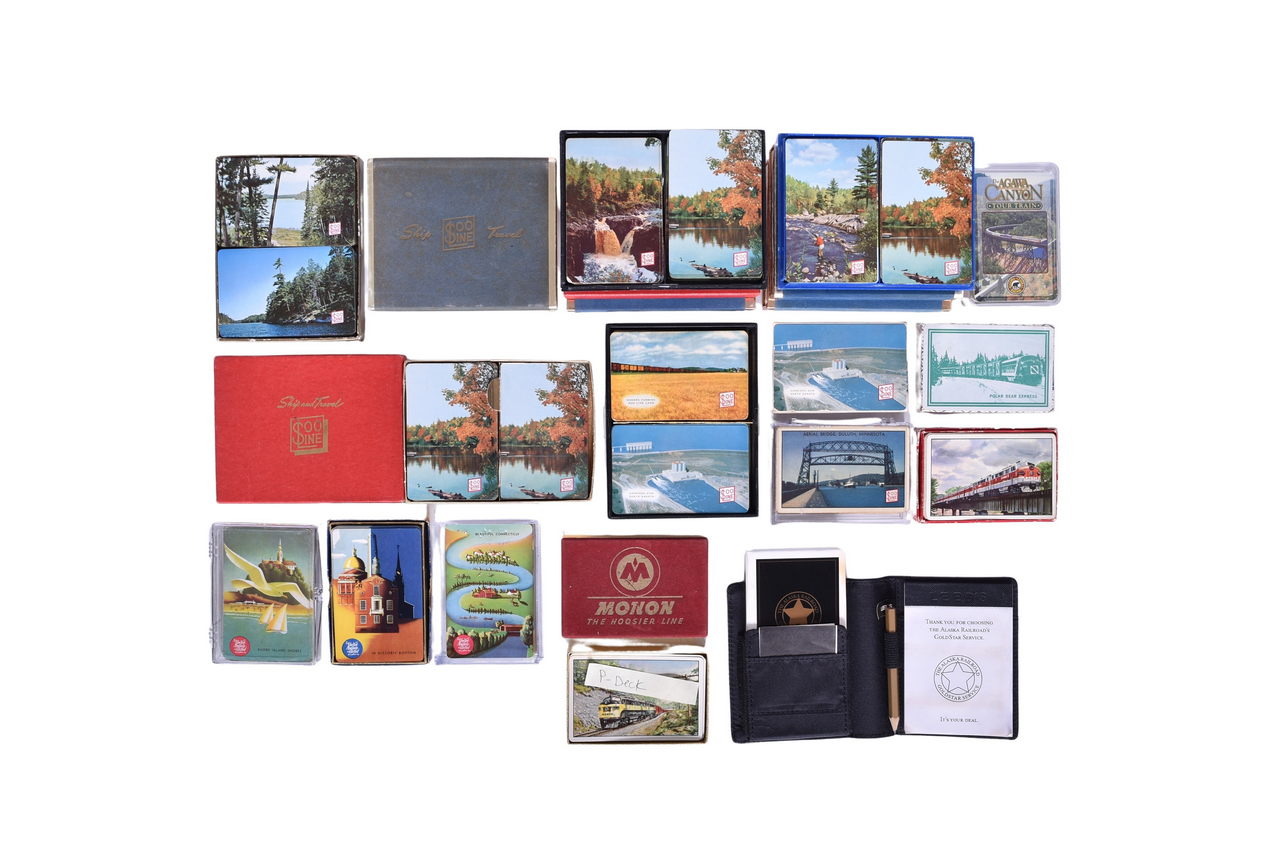 3307 - Twenty-Eight Railroad Playing Card Decks - Soo Line, Monon, New York, New Haven & Hartford, Alaska, Algoma Central, and Ontario Northland thumbnail