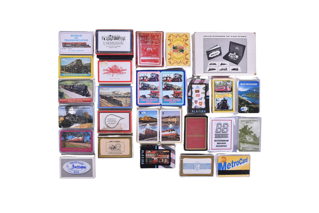 3313 - Twenty-Eight Railroad Playing Card Decks - Unlisted Museums, Stations & Terminals, Scenic Rails, and Trains thumbnail