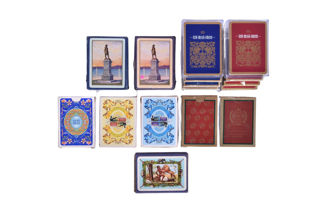 3319 - Sixteen African Railroad Playing Card Decks - Blue Train Bloutrein, South Africa Railway Museum, East African Souvenir thumbnail