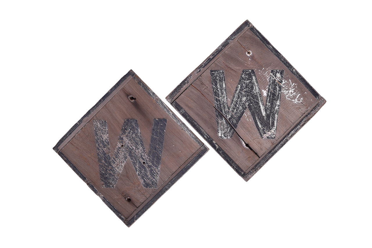 3320 - Pair of Wooden Railroad Whistle Signs thumbnail