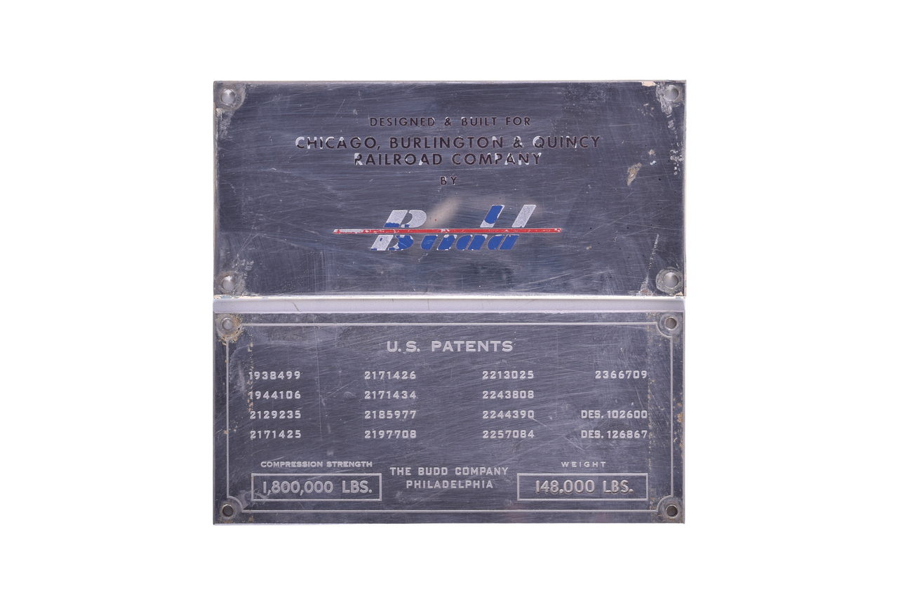 3324 - Pair of Chicago Burlington & Quincy Railroad Stainless Steel Budd Passenger Car Builders Plates thumbnail