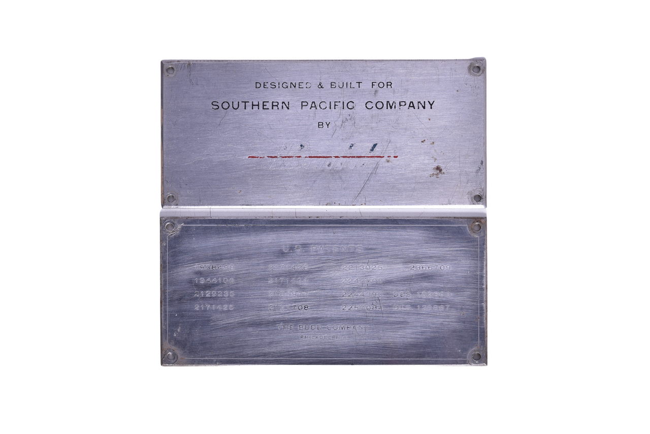 3326 - Pair of Southern Pacific Railroad Stainless Steel Budd Passenger Car Builders Plates thumbnail