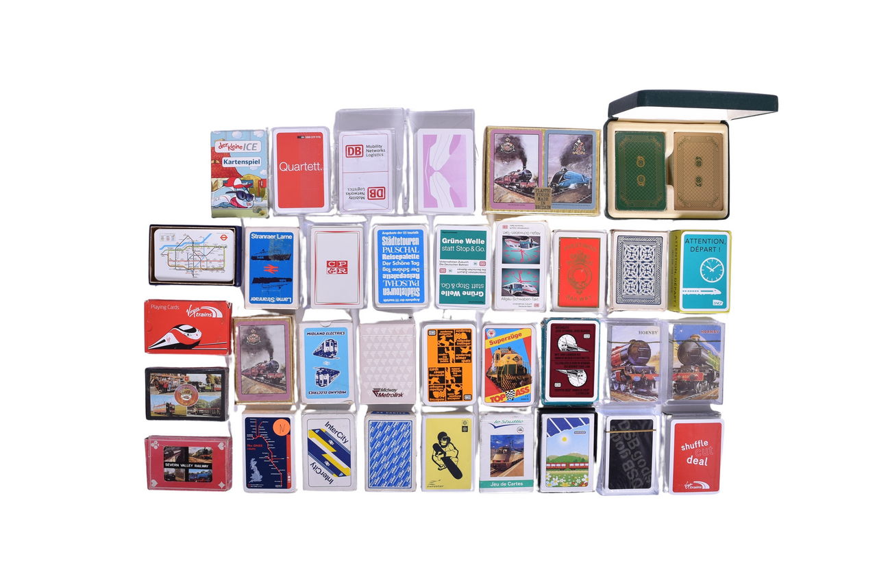 3327 - Thirty-Seven European Railroad Playing Card Decks - Victorian, Deutsche Bahn, Midland, SNCF, Madrid, Virgin, and More thumbnail