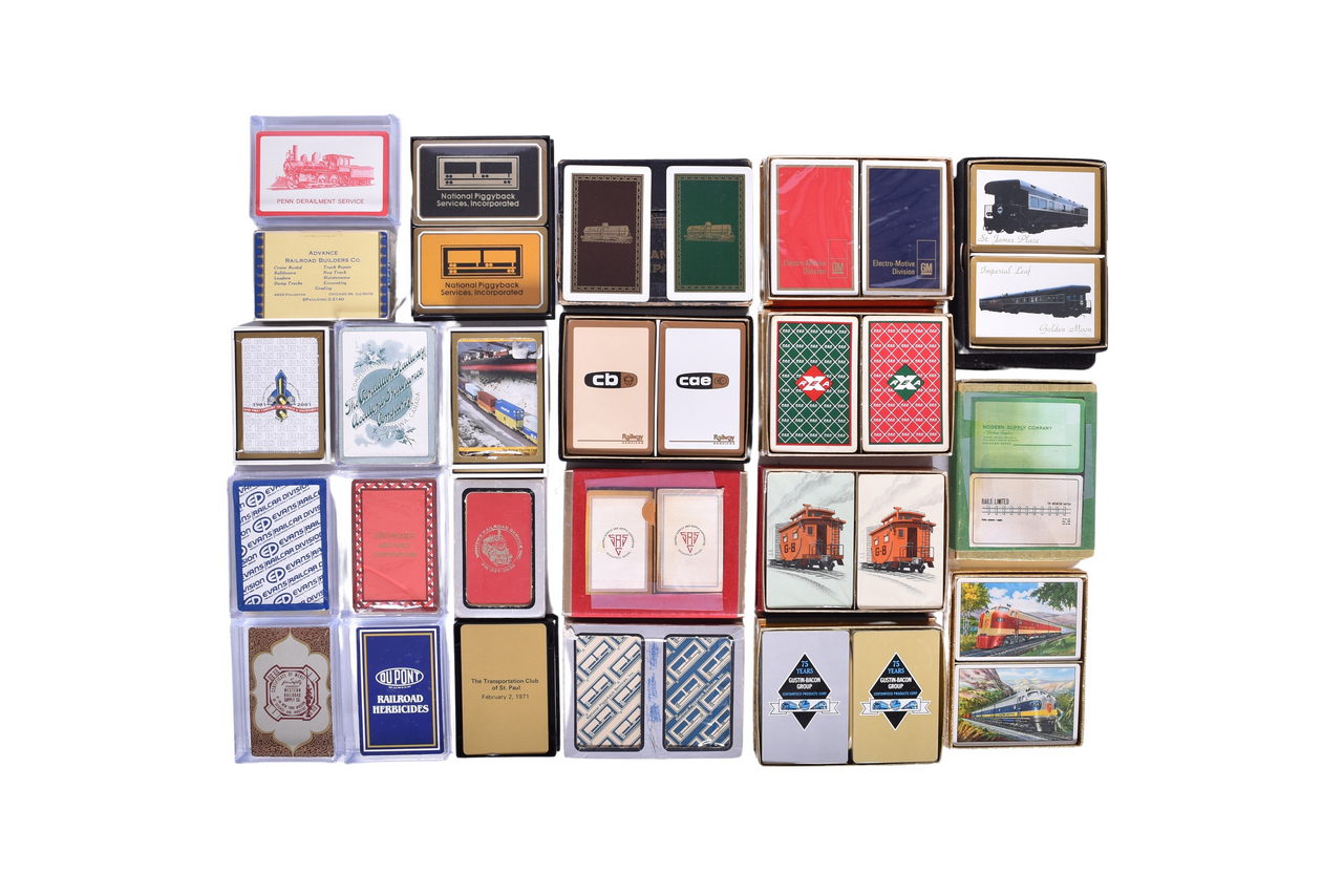 3329 - Thirty-Eight Railroad Service and Supply Company Playing Card Decks Advertising Union Tank Car, GM, Dupont, Piggyback, and More thumbnail
