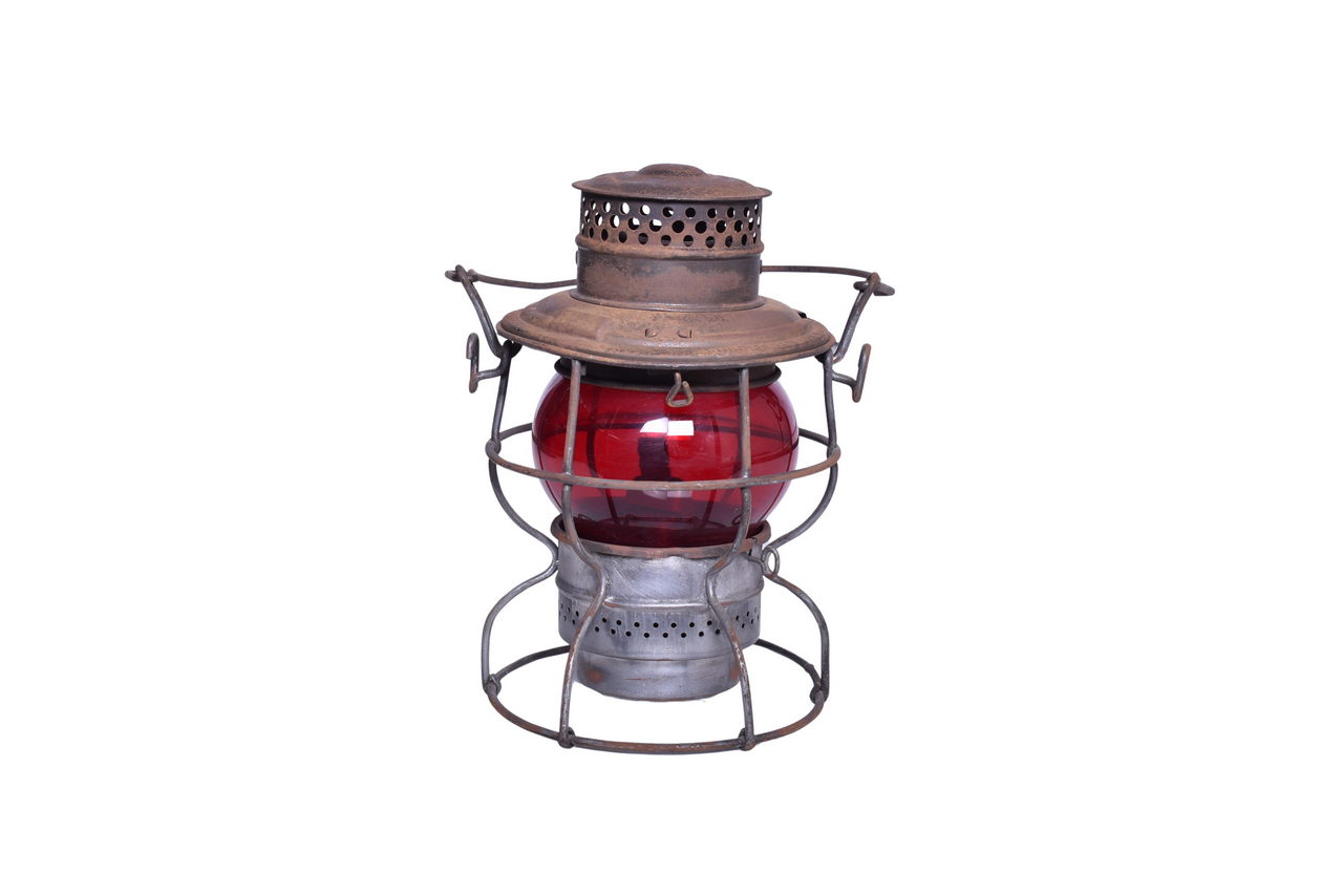 3332 - Adlake No. 250 Kero Chicago, North Shore & Milwaukee Railroad Lantern w/ Unmarked CNX Red Short Globe thumbnail