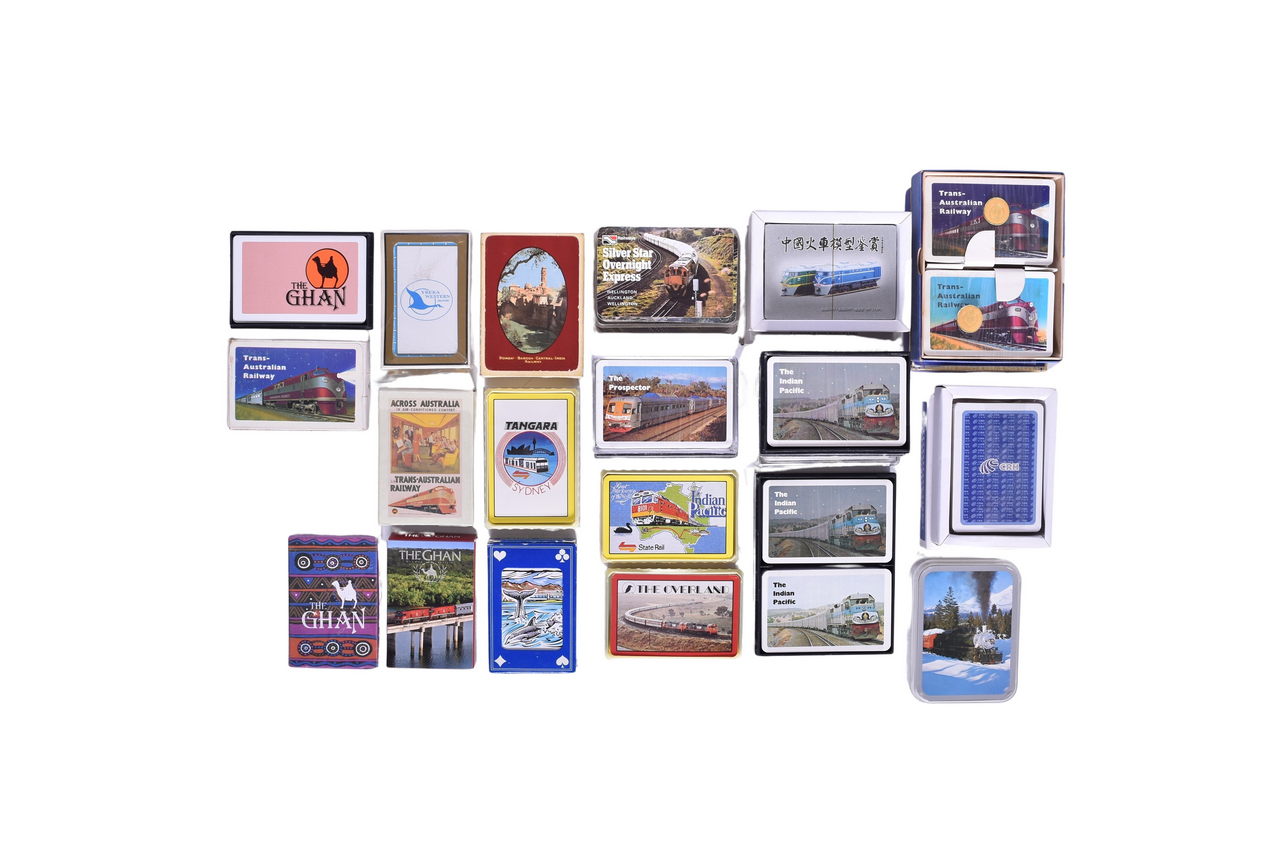 3335 - Twenty-Seven Asian and Australian Railroad Playing Card Decks - Bombay Baroda Central India Railway, Yreka Western, and More thumbnail