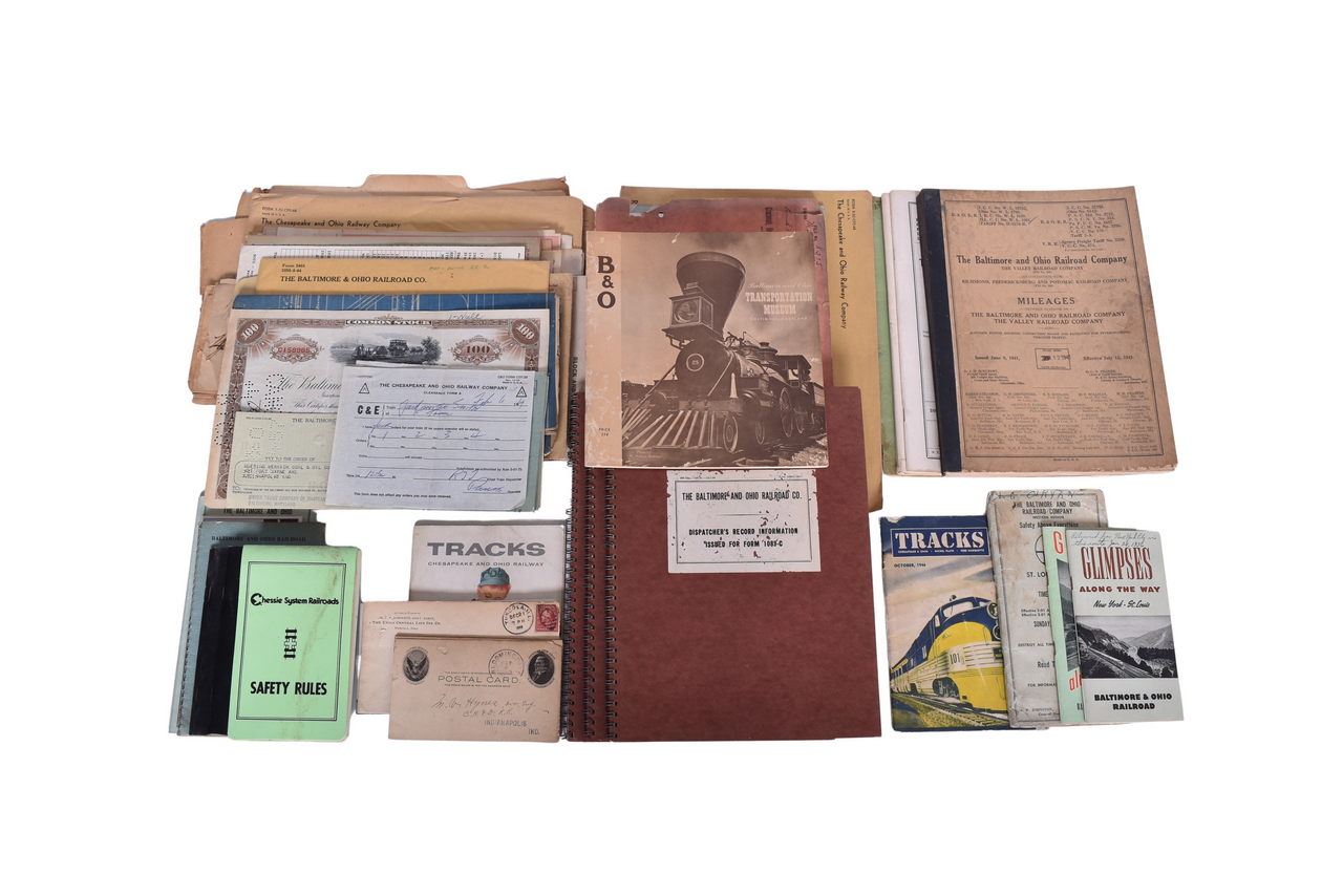 3342 - Large Collection of Baltimore & Ohio and Chesapeake & Ohio Railroad Paper Ephemera - 1900 Timetable, Employee Forms, and More thumbnail