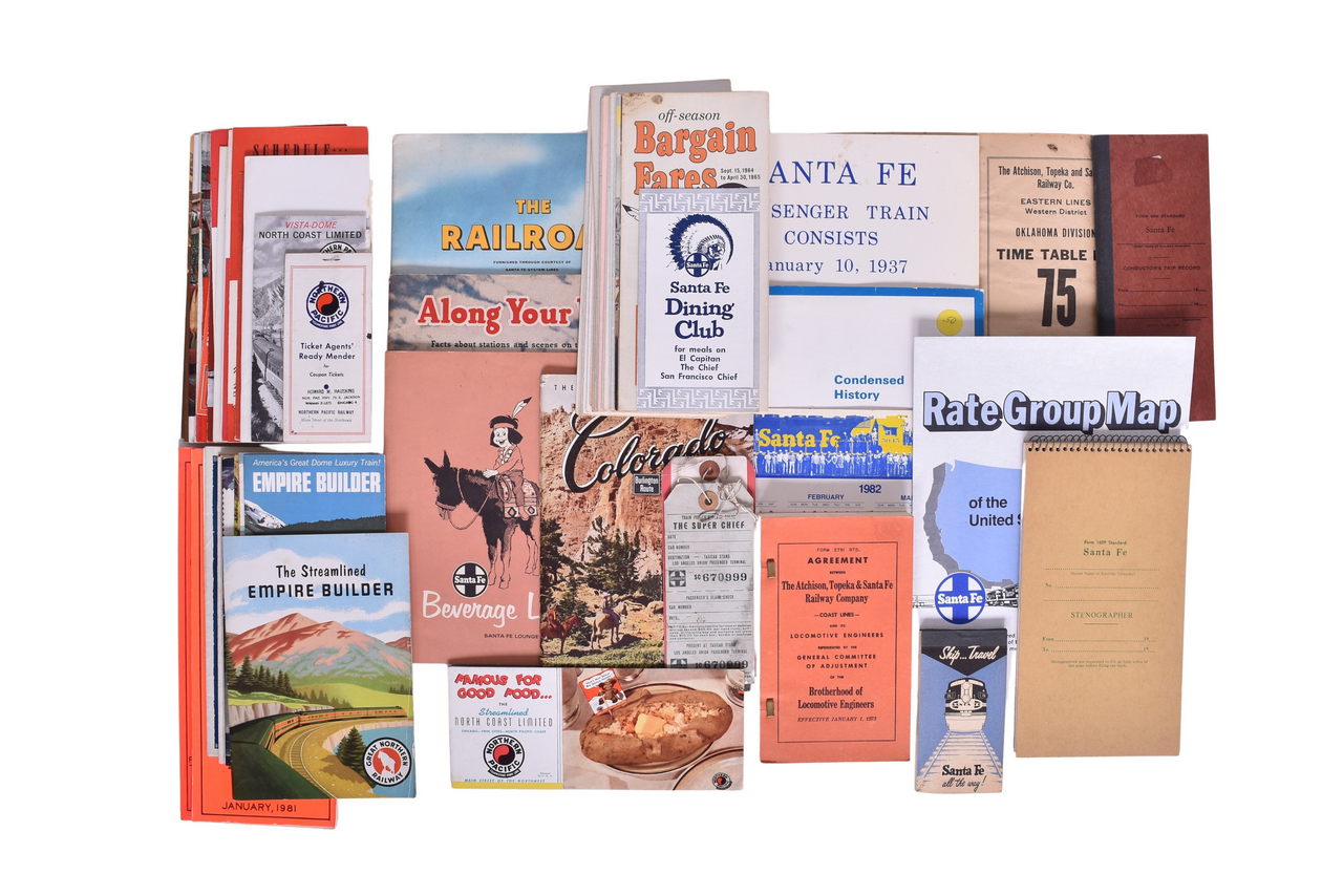 3346 - Over Eighty Pieces of Western Railroad Paper Ephemera - Northern Pacific, Santa Fe, Burlington Northern, and Great Northern thumbnail