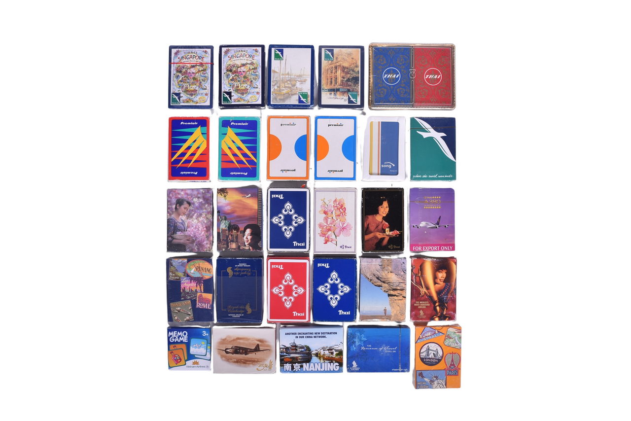 4005 - Thirty Southeast Asia Airline Playing Card Decks - Singapore, Thai, Silk Air, Vietnam, Song, and Premiair thumbnail
