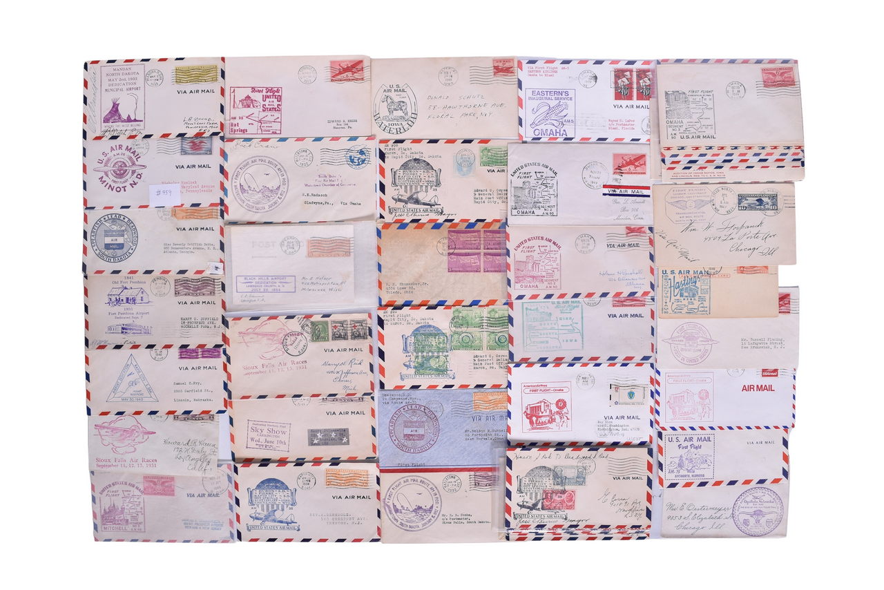 4020 - Over 40 First Flight Covers for Nebraska and Dakotas - United States Air Mail, Aviation Envelopes, and Stamps thumbnail