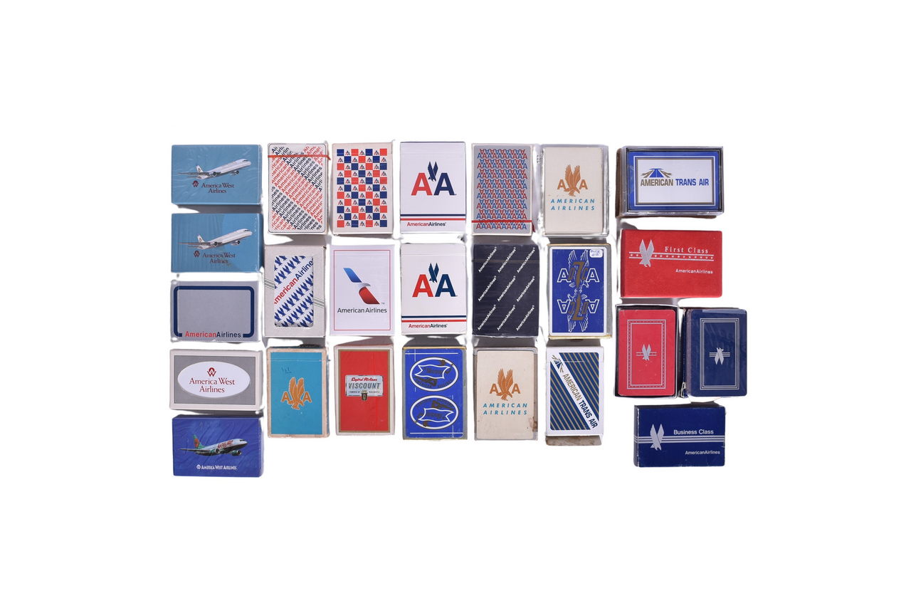 4027 - Twenty-Five Vintage American Airlines Playing Card Decks - Capital Viscount, American Trans Air, and American West thumbnail