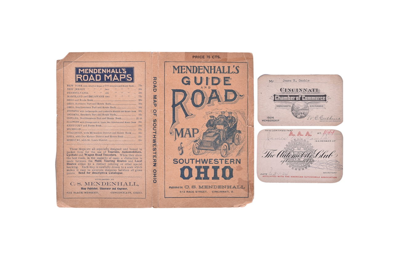 4038 - 1906 Mendenhall's Guide and Road map of Southwestern Ohio and 1924 AAA Membership Card thumbnail