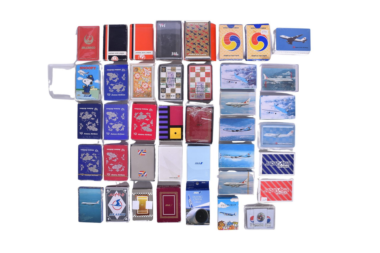 4039 - Forty Japanese and Korean Airline Playing Card Decks - JAL Nintendo, Japan Asia, ANA, Korean Airways, and Asiana thumbnail