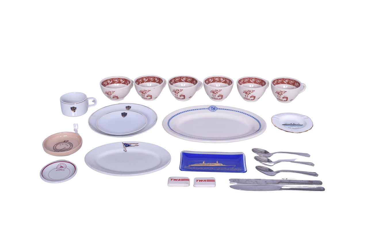 4044 - Assortment of Steamship and Aviation China, Railroad Flatware, and Ephemera thumbnail