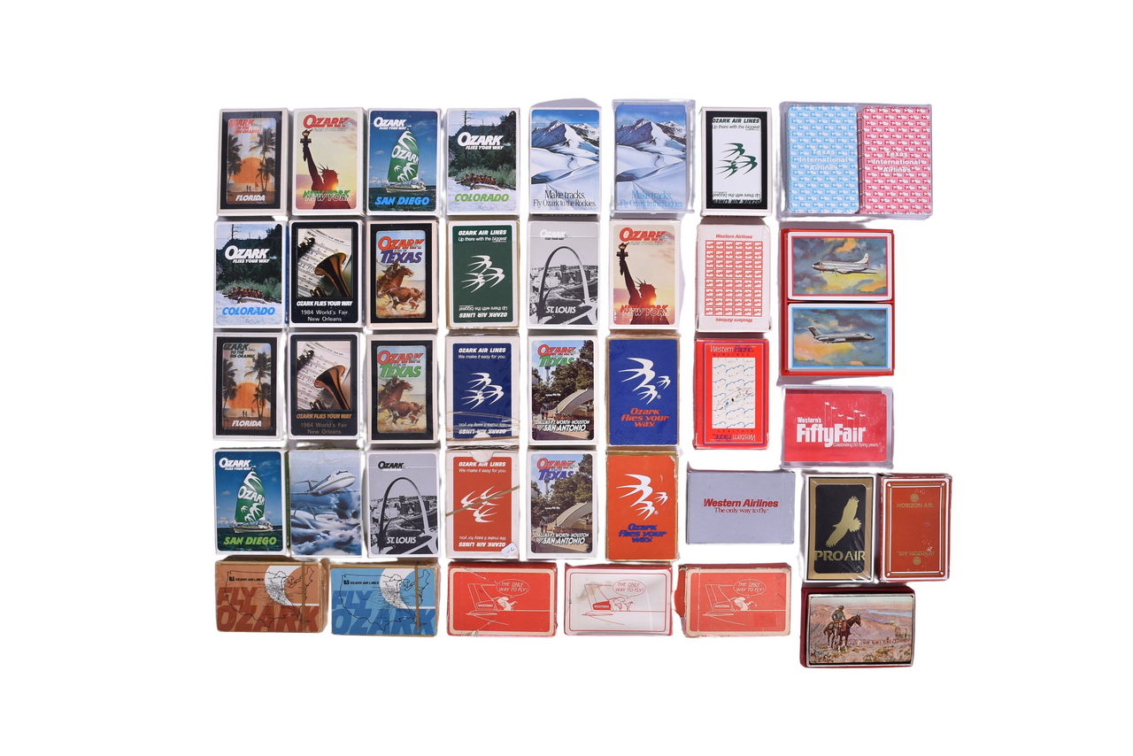 4045 - Forty-One Airline Playing Card Decks Advertising Trans Texas, Texas International, Western, Ozark, Horizon Air, and Western Pacific thumbnail