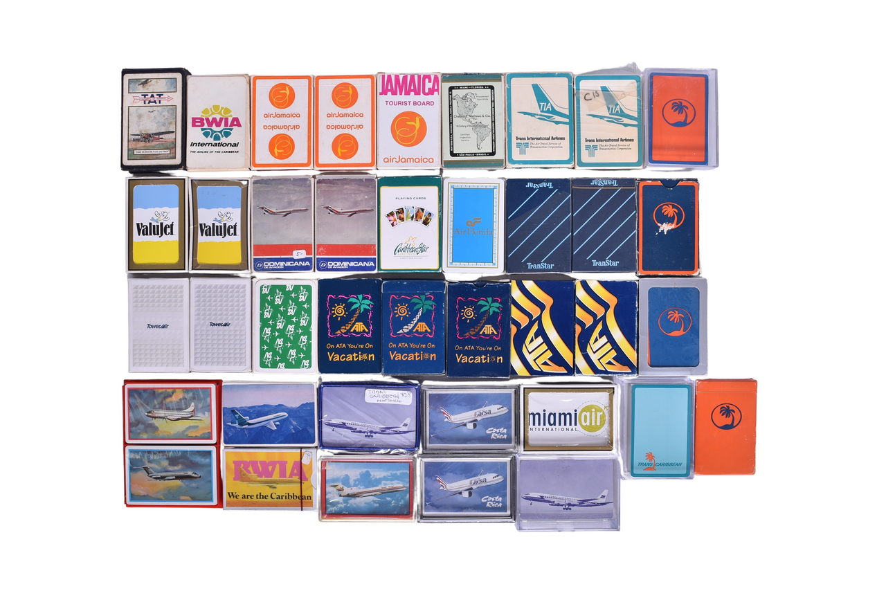 4067 - Thirty-Nine Airline Playing Card Decks - Transcontinental Air Transport, Trans Caribbean, Air Jamaica, TransStar, and More thumbnail