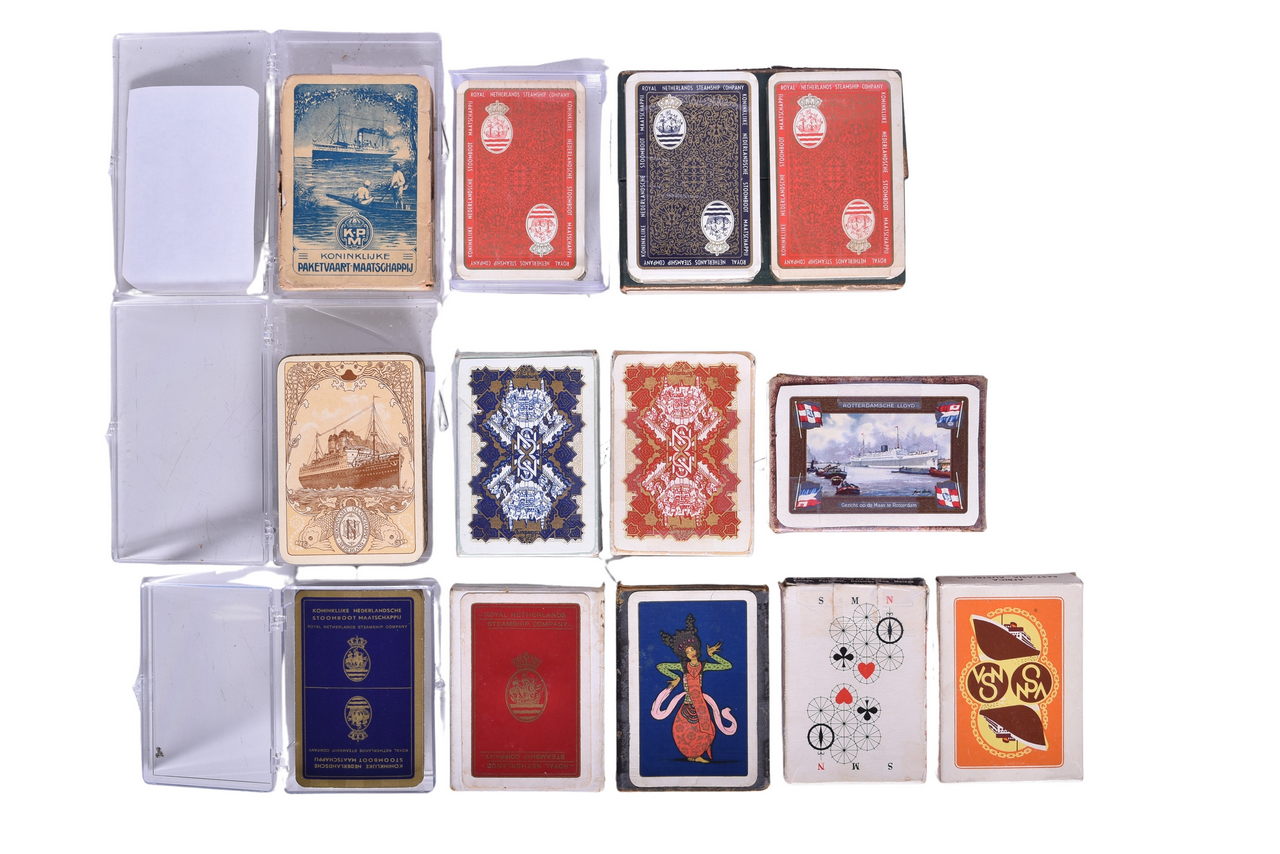 4095 - Thirteen Steamship Playing Card Decks - Royal Netherlands Steamship, Royal Dutch Mail, Rotterdamsche Lloyd, JCJL, and More thumbnail