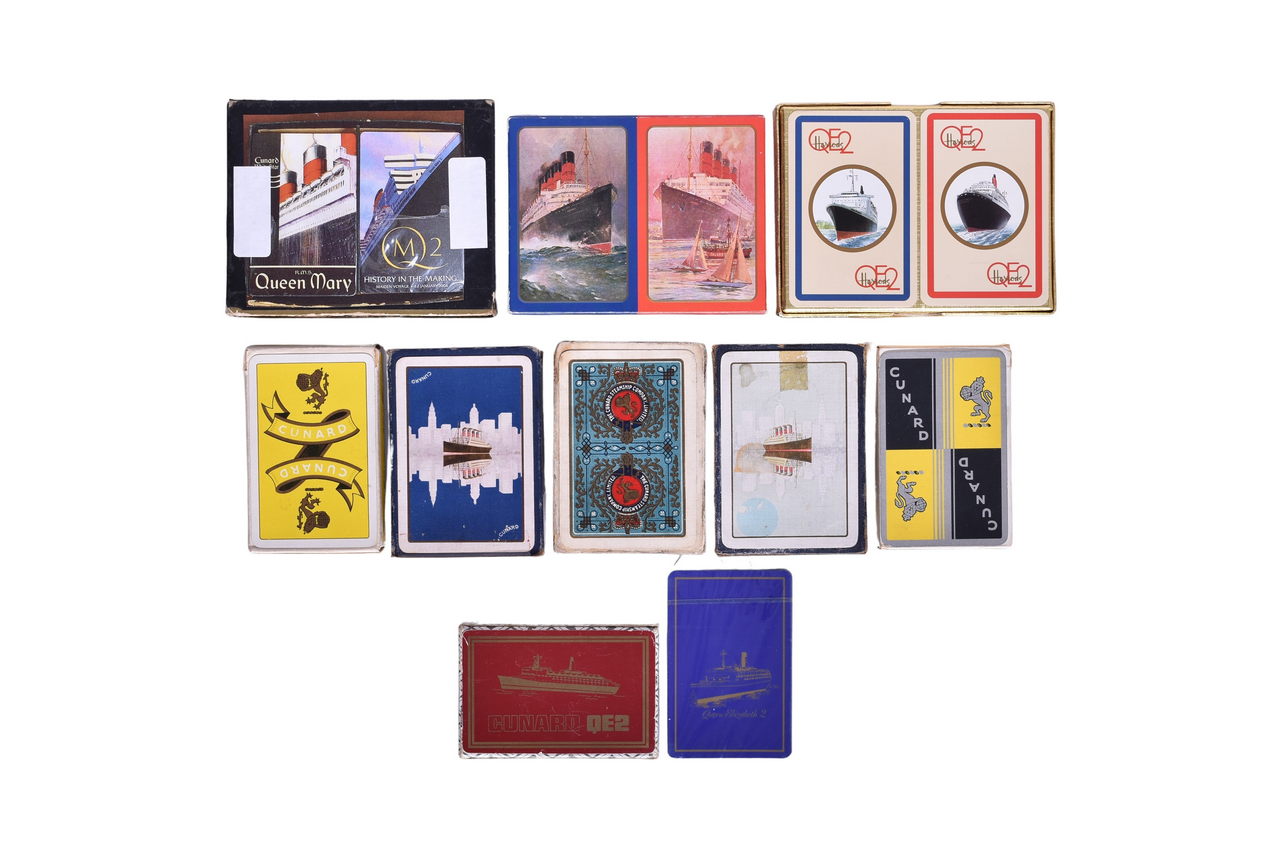 4097 - Thirteen Cunard Line Steamship Playing Card Decks - Queen Mary, Queen Elizabeth 2, and More thumbnail