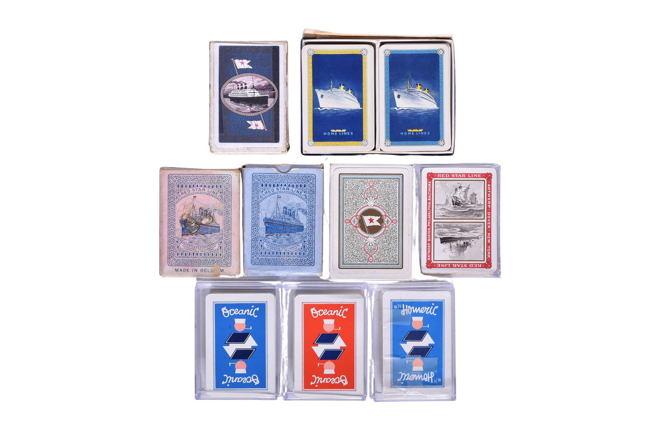 4109 - Ten Red Star Line and Home Lines Steamship Playing Card Decks - Holland America thumbnail