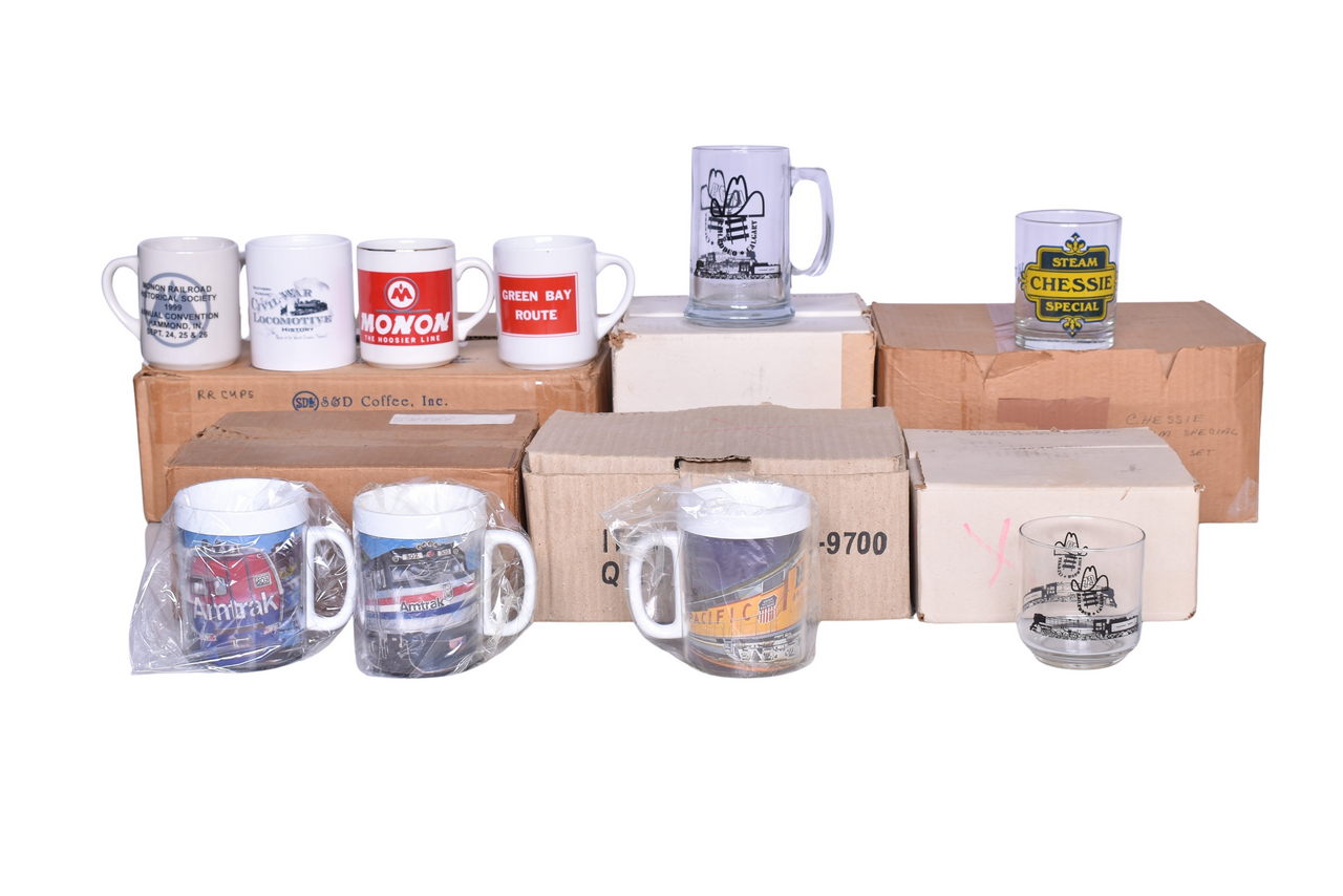 4112 - Thirty-Three Railroad Commemorative Glasses / Mugs - Amtrak, Chesapeake and Ohio, Etc. thumbnail