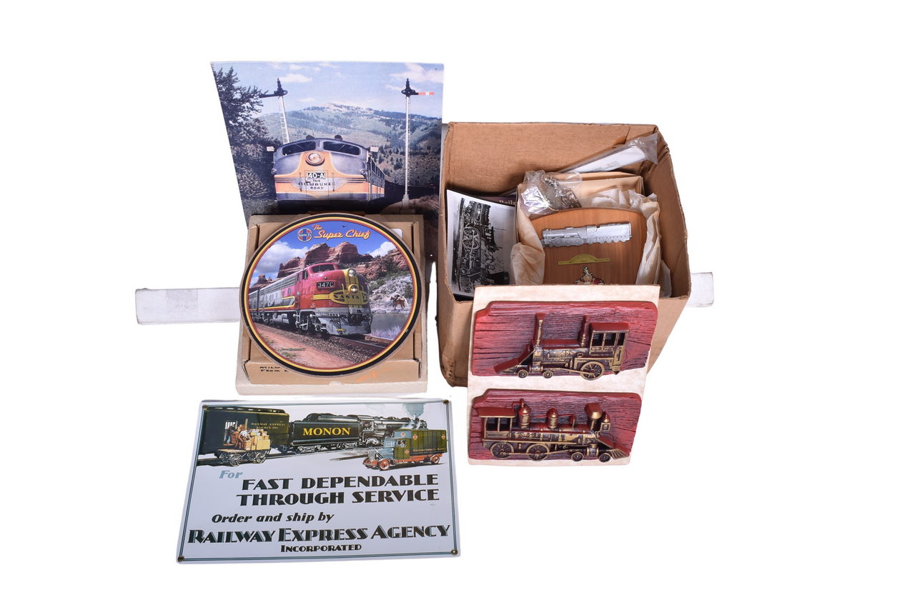 4118 - Mixed Group of Railroad Memorabilia - Commemorative Medallions, Pins, Lucerne Watch, Etc. thumbnail