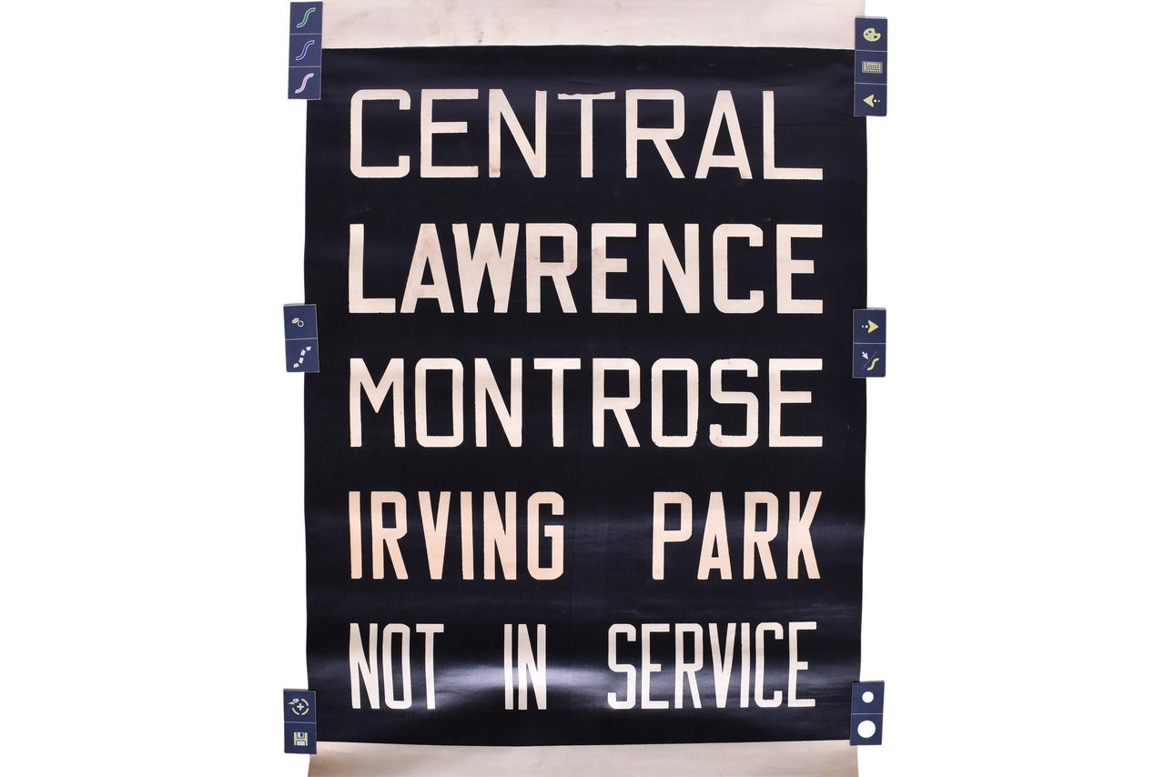 4157 - Chicago Transit Bus or Traction Destination Roll - Central, Lawrence, Montrose, Irving Park thumbnail