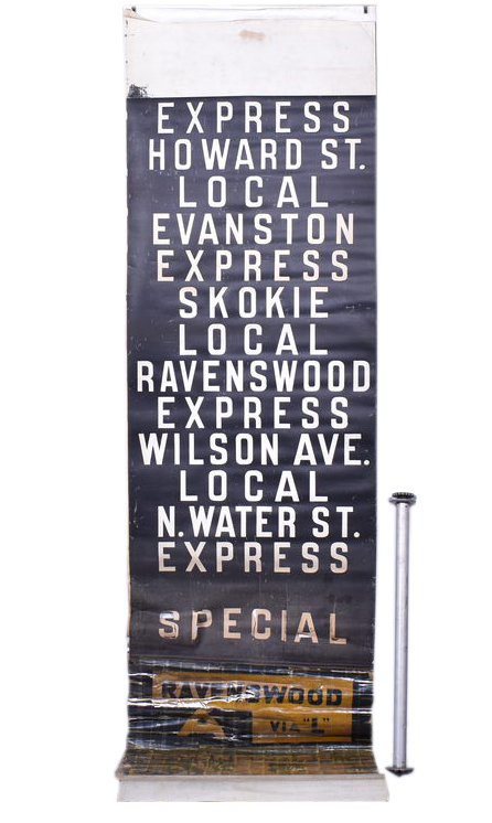 4163 - Chicago Transit Bus Destination Roll and Roller - Express Howard St. to Special Ravenswood thumbnail