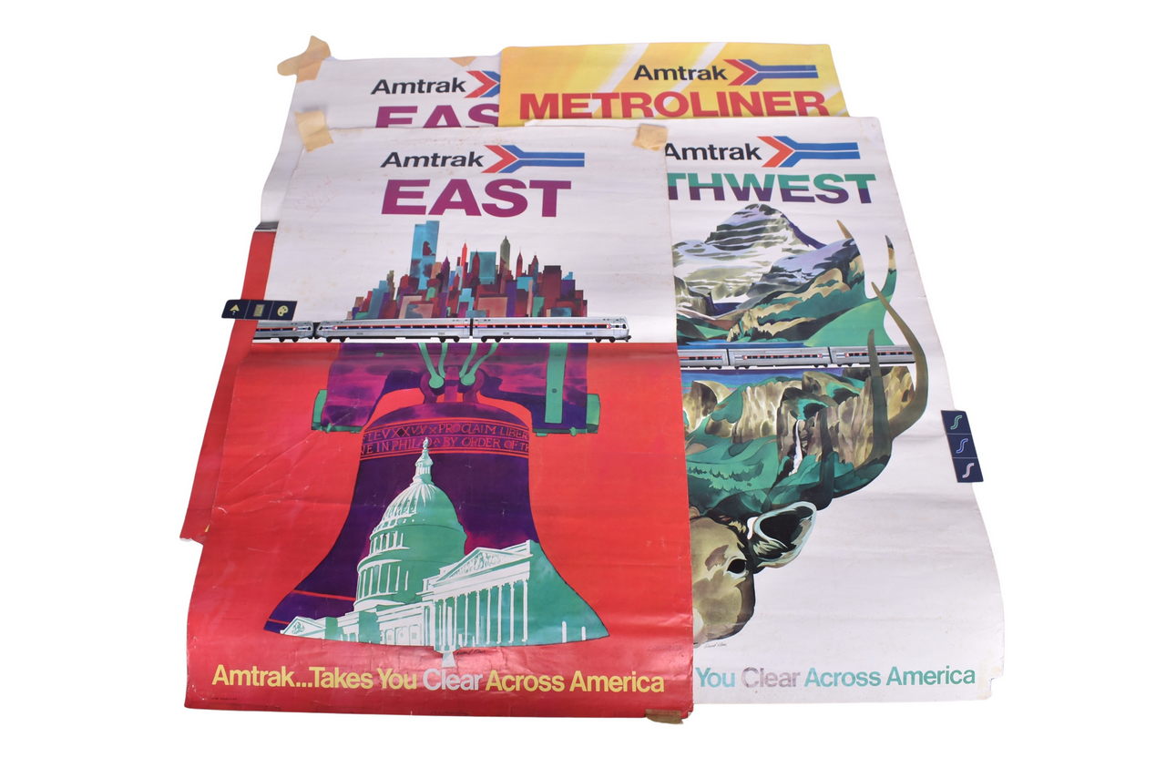 4171 - Four Original Amtrak Railroad Travel Advertising Posters by David Klein - Metroliner, Northwest, and East thumbnail