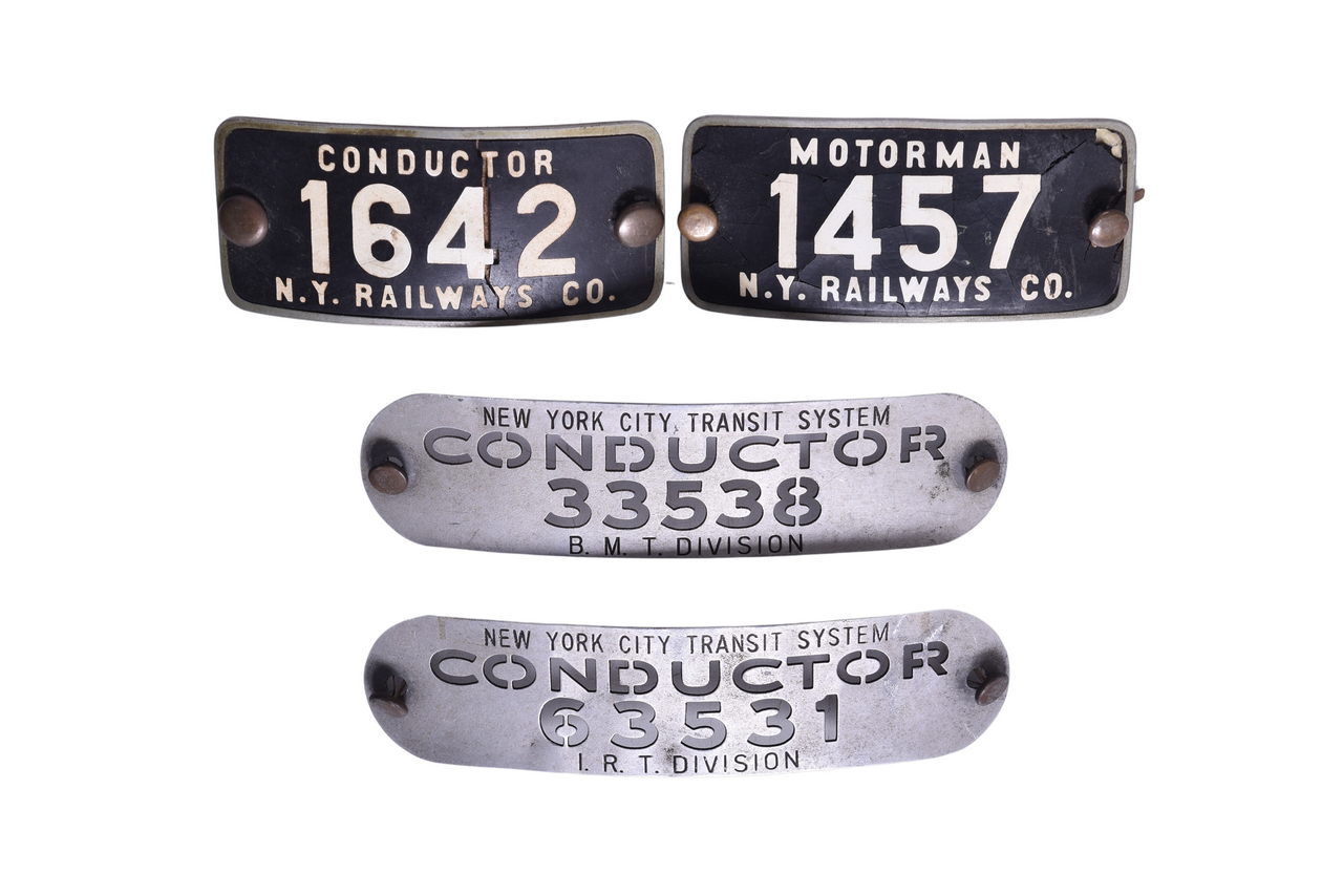 4200 - New York Railways Co. and New York Transit System Conductor and Motorman Hat Badges thumbnail