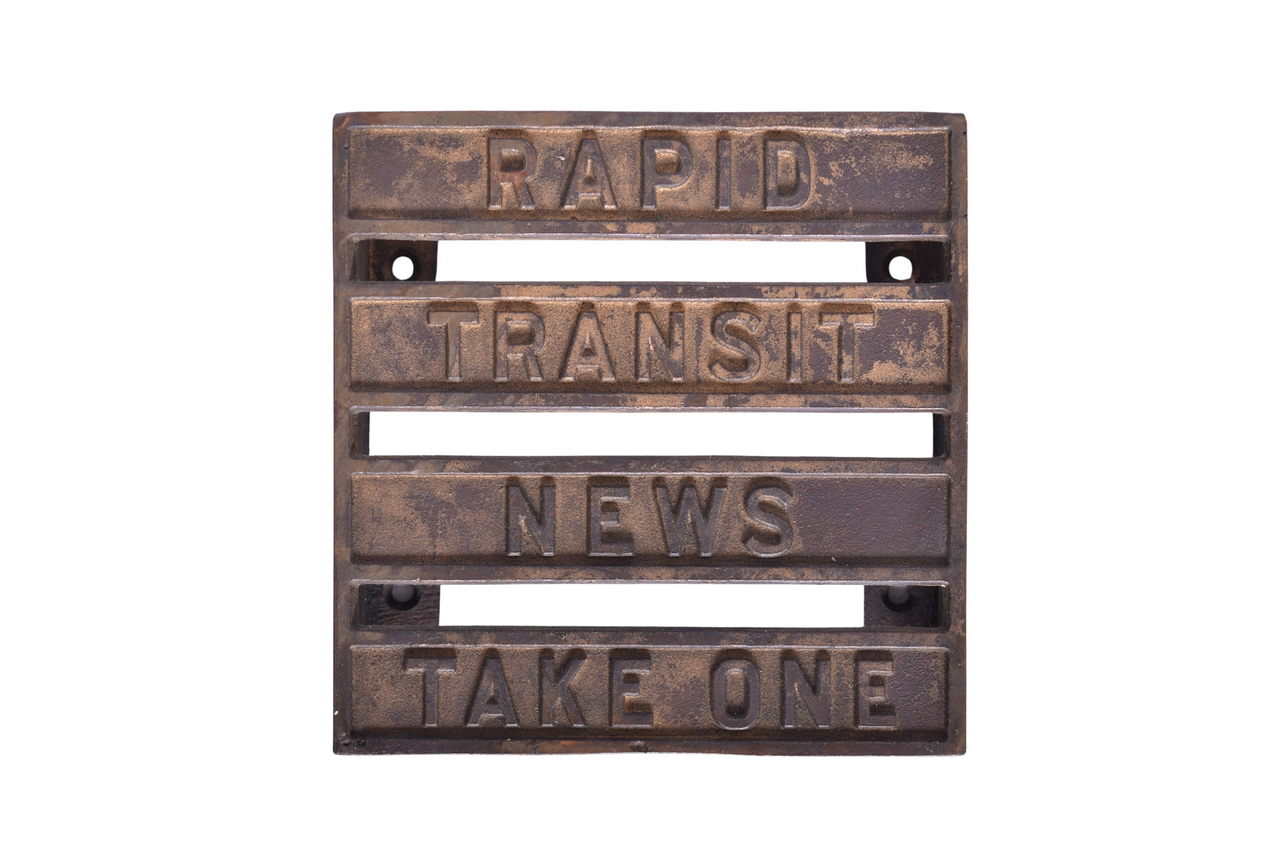 4225 - Chicago Transit Authority Cast Brass Rapid Transit News Timetable Holder thumbnail