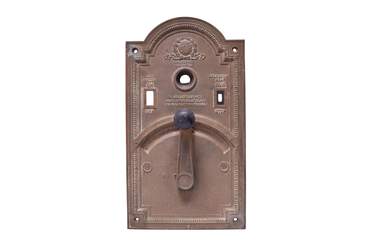 4256 - Brass Otis Elevator Lever Operated Control Panel thumbnail