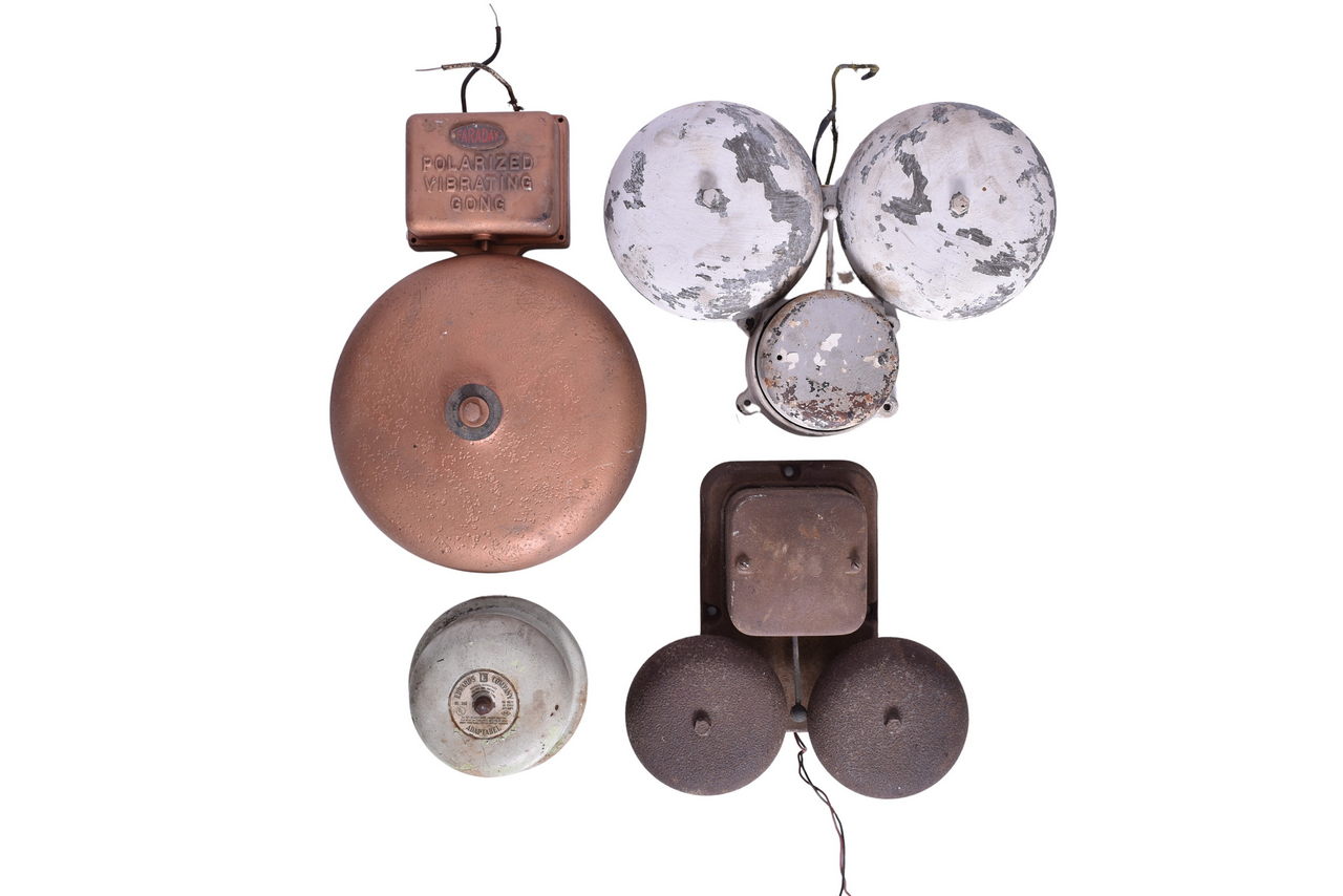 4258 - Four Electric Fire Bells / Gongs - Faraday, Edwards, etc. thumbnail