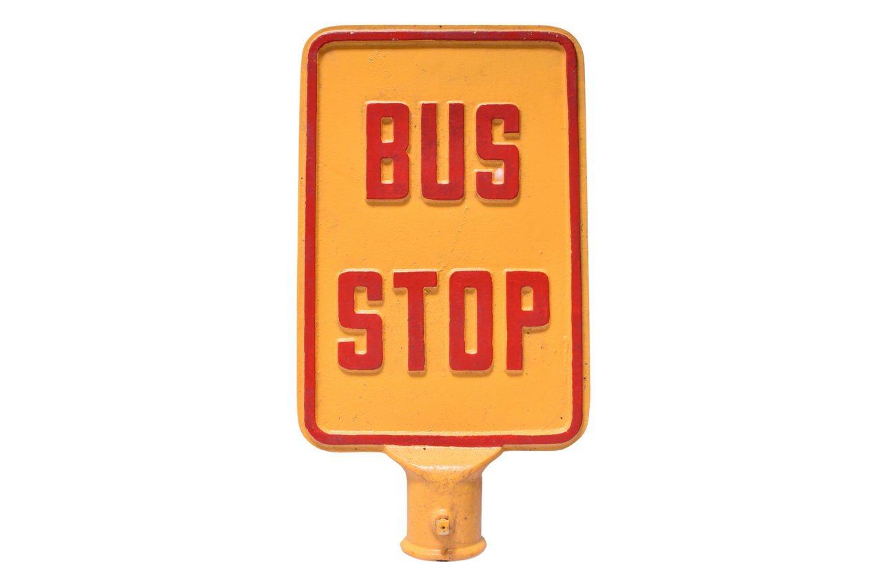 4274 - Cast Iron Pole Mounted Bus Stop Sign thumbnail