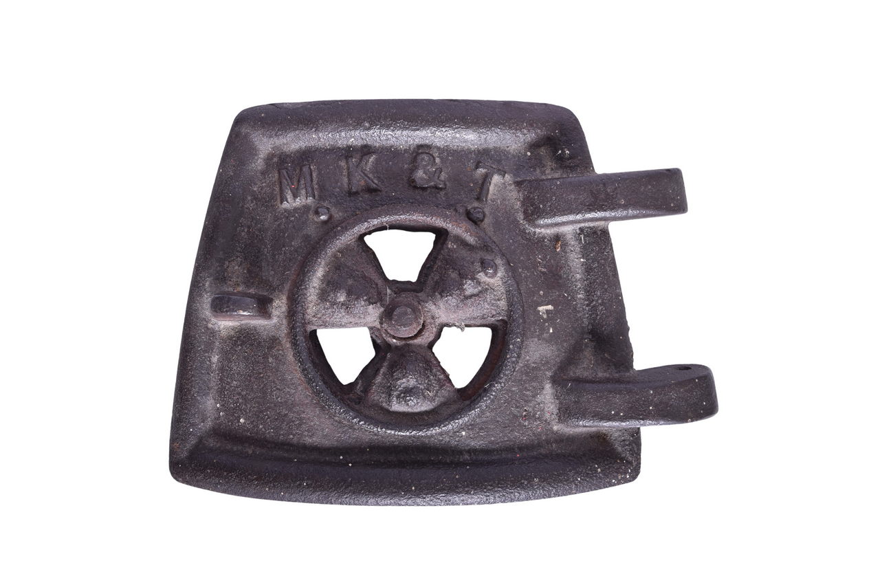 4413 - Missouri, Kansas and Texas Railroad Cast Iron Pot Belly Caboose Stove Door thumbnail